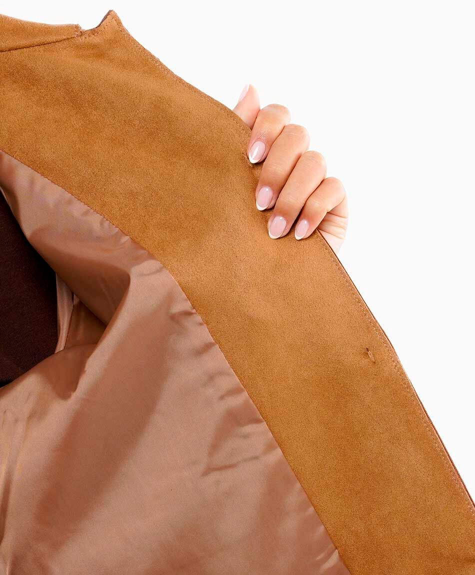 Chaqueta mujer estilo safari canela