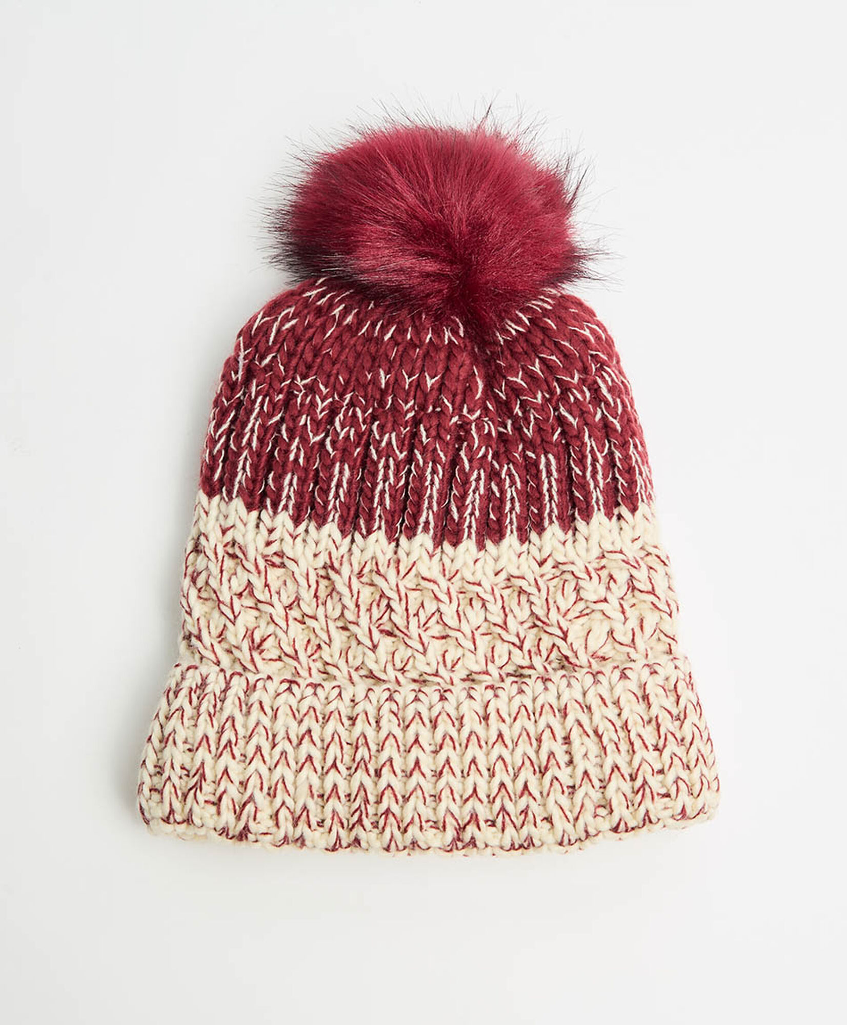Gorro mujer bicolor pompón Gorro mujer bicolor pompón