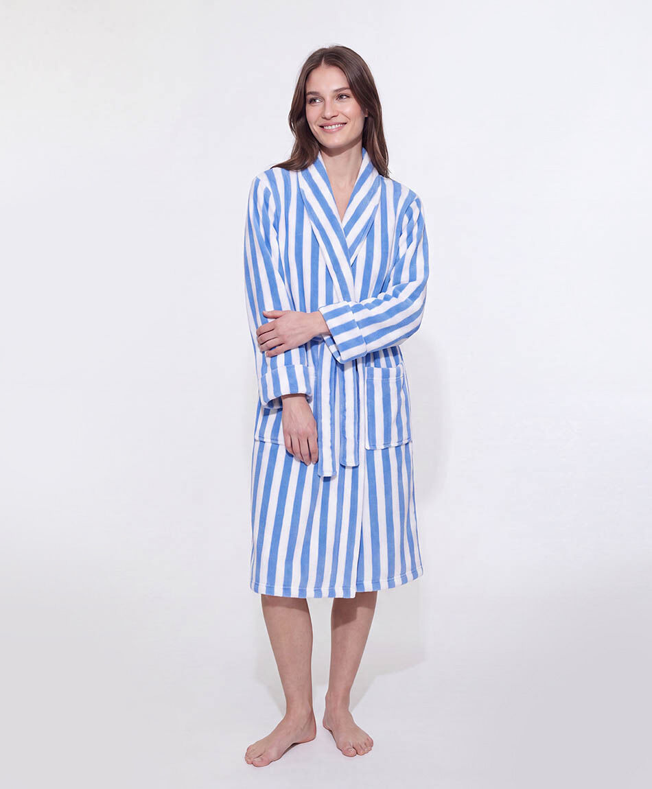 Bata mujer l&iacute;neas azul