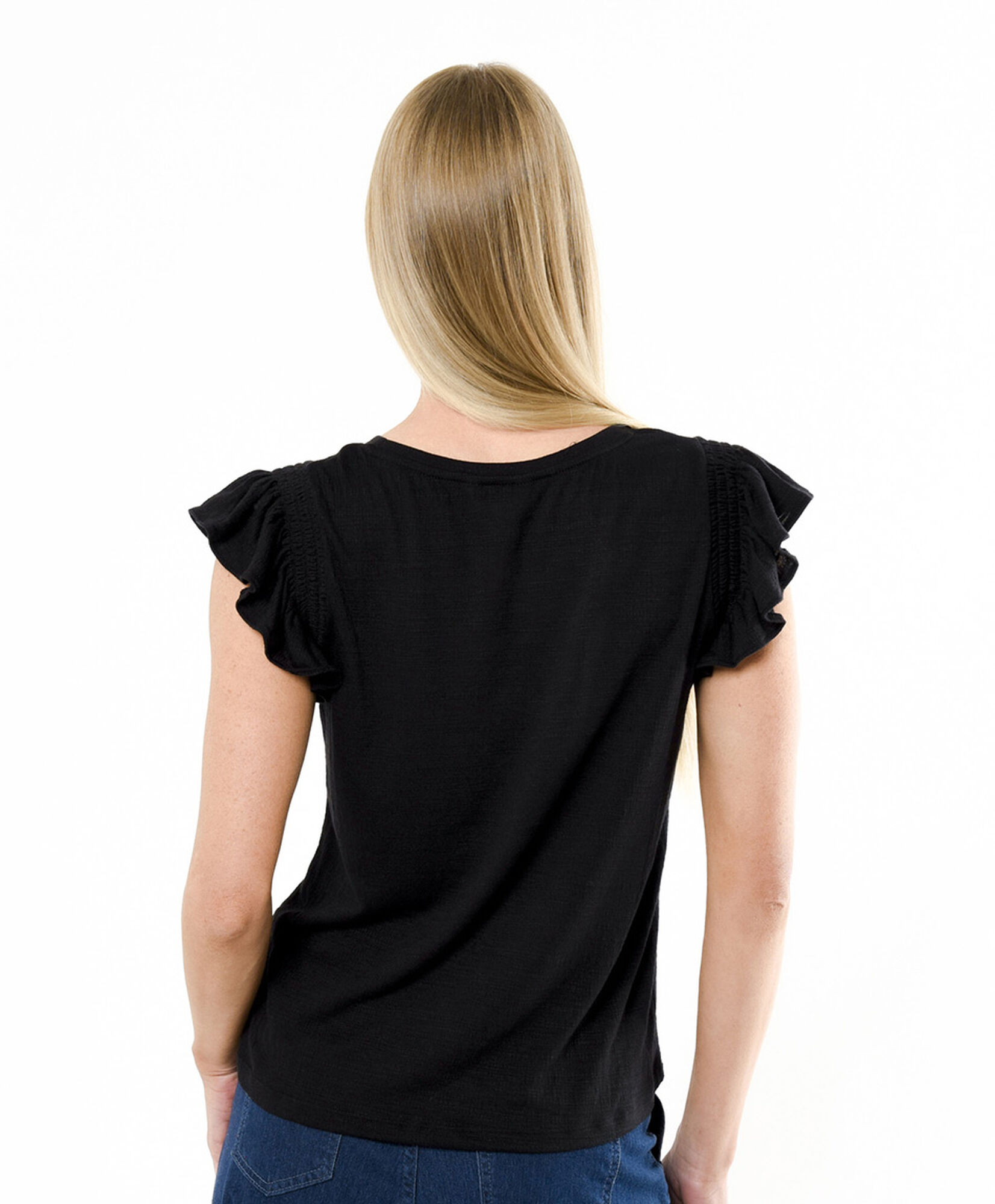 Polera mujer vuelitos en hombros Polera mujer vuelitos en hombros
