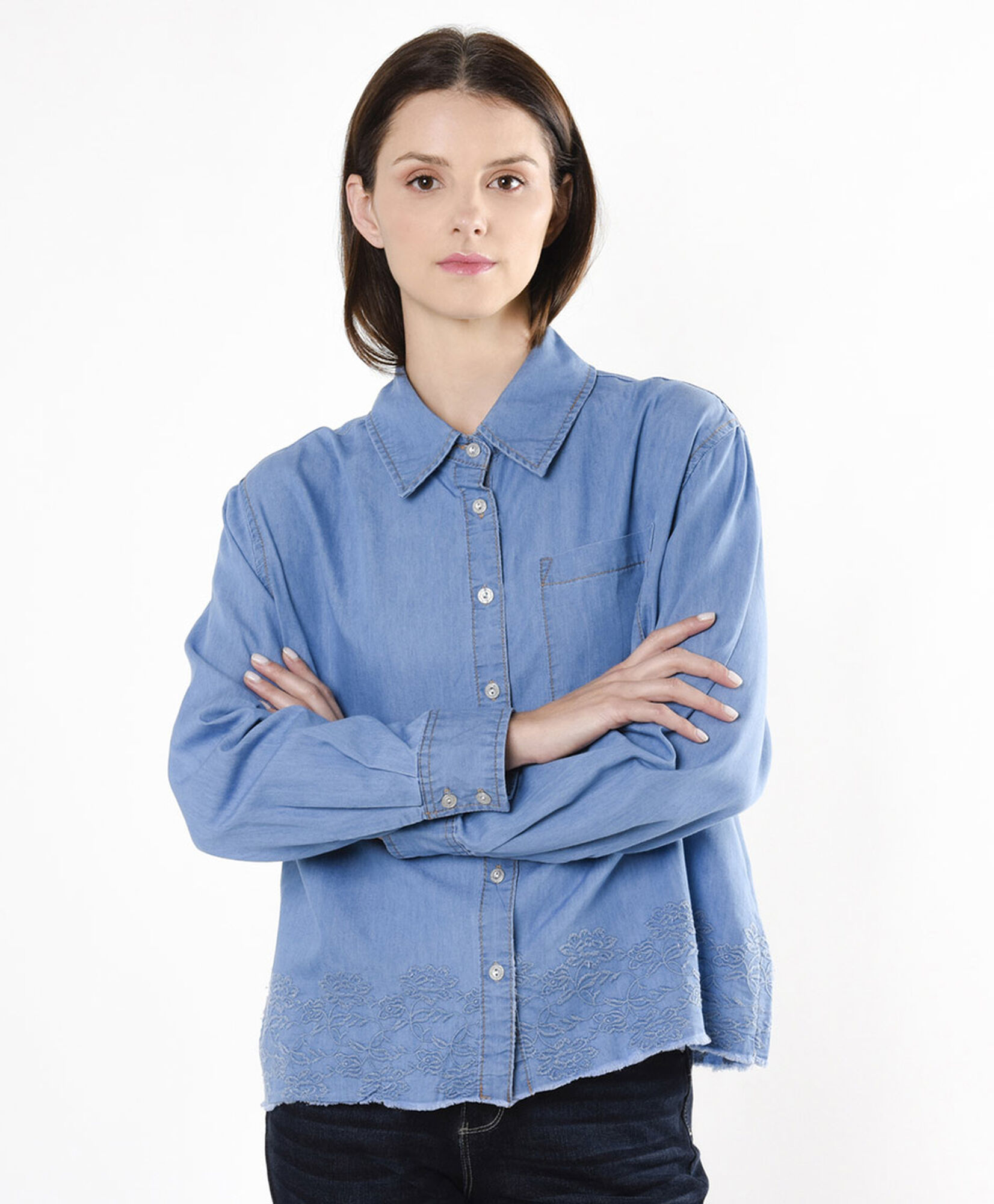 Chaqueta mujer denim bordados Chaqueta mujer denim bordados