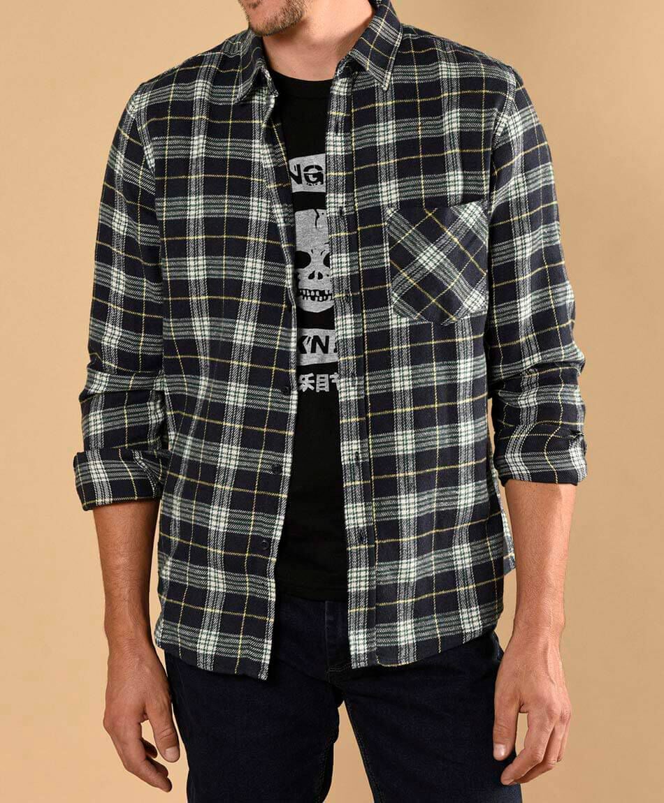 Camisa tart&aacute;n manga larga
