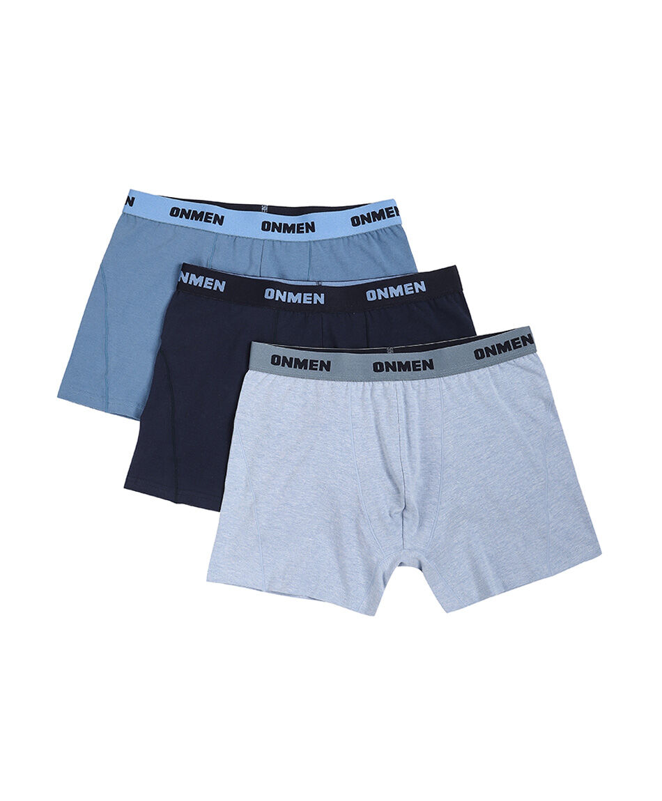 Pack  3 boxer hombre liso azul