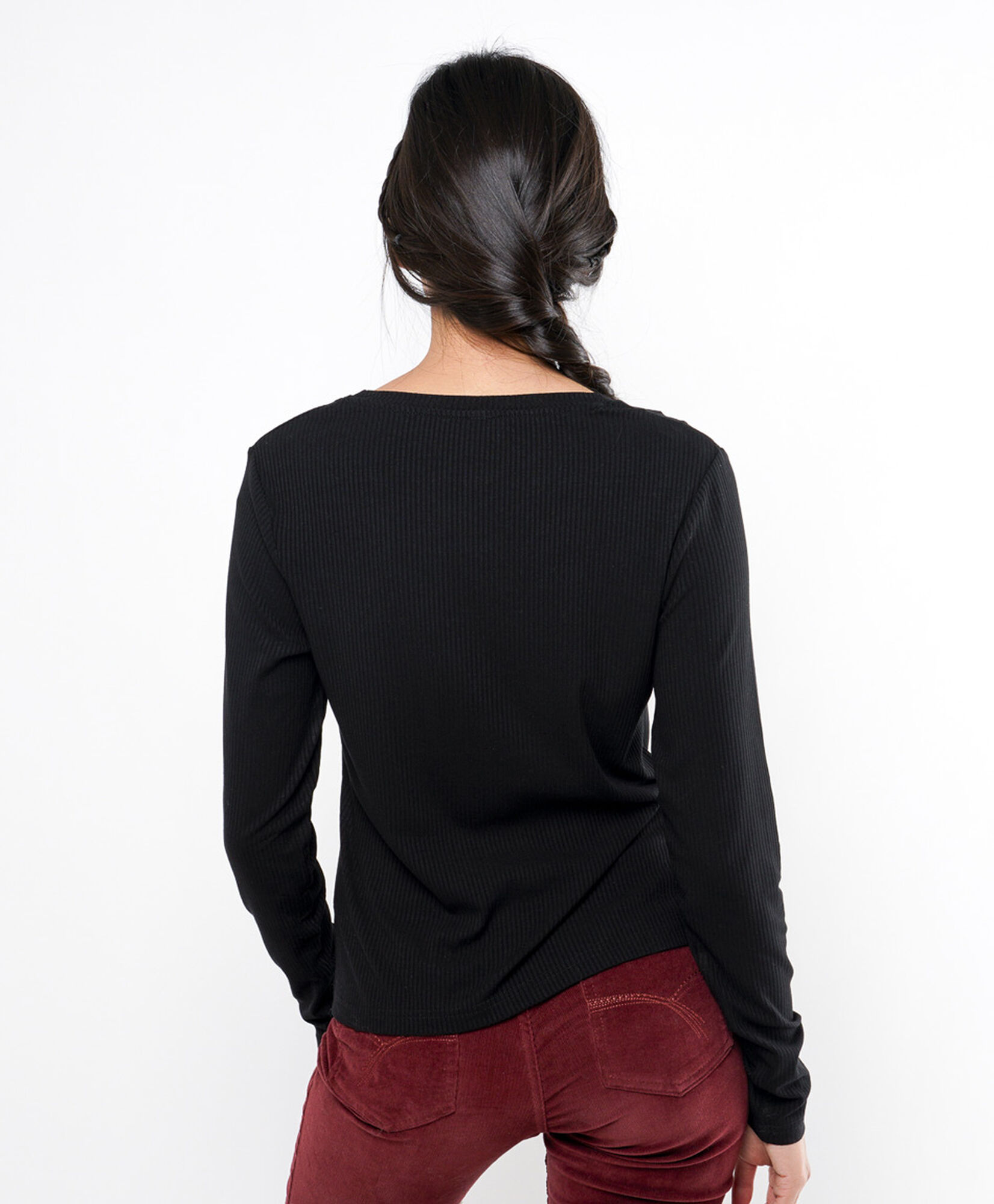 Polera mujer acanalada negra Polera mujer acanalada negra