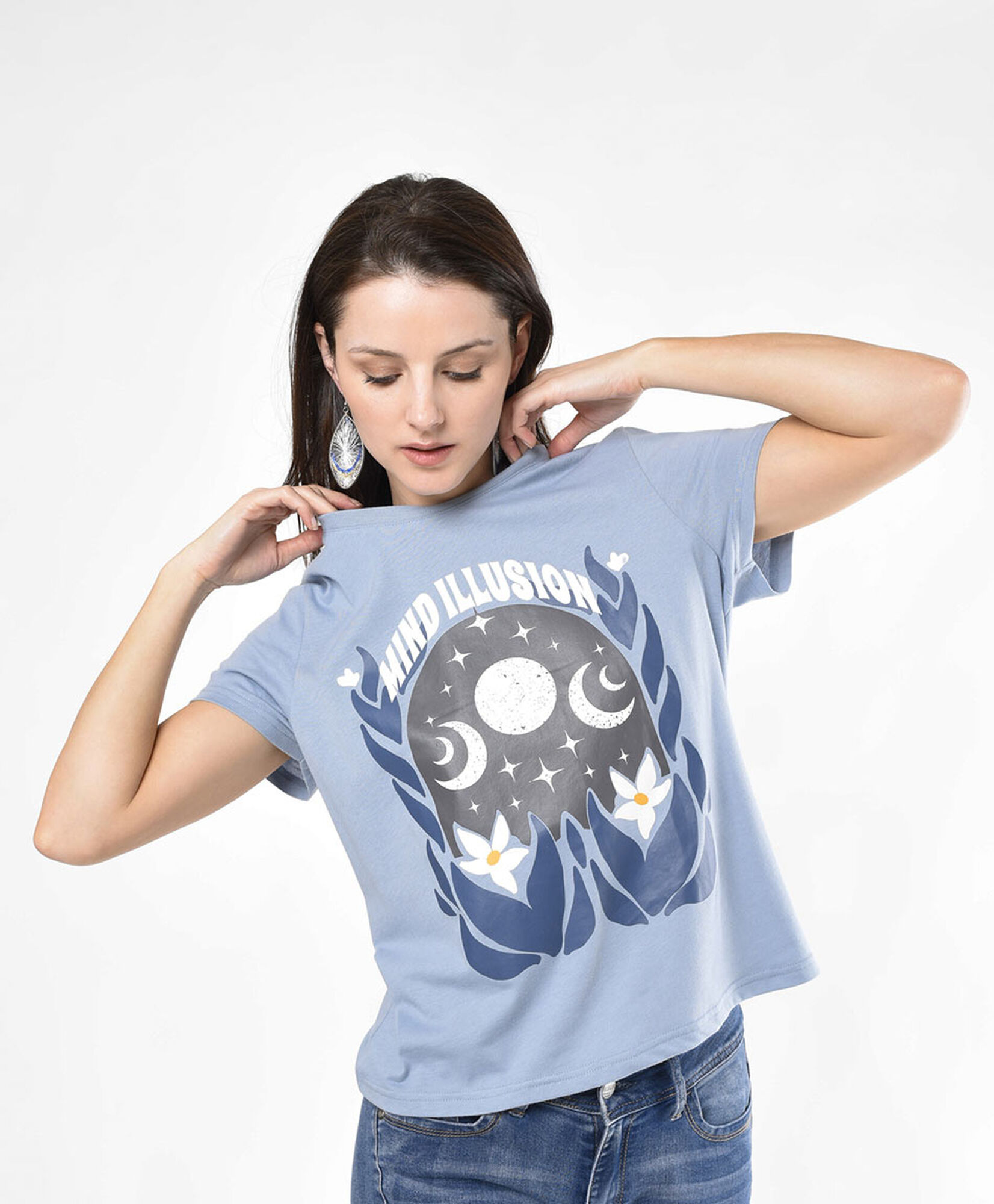 Polera mujer estampado lunas Polera mujer estampado lunas