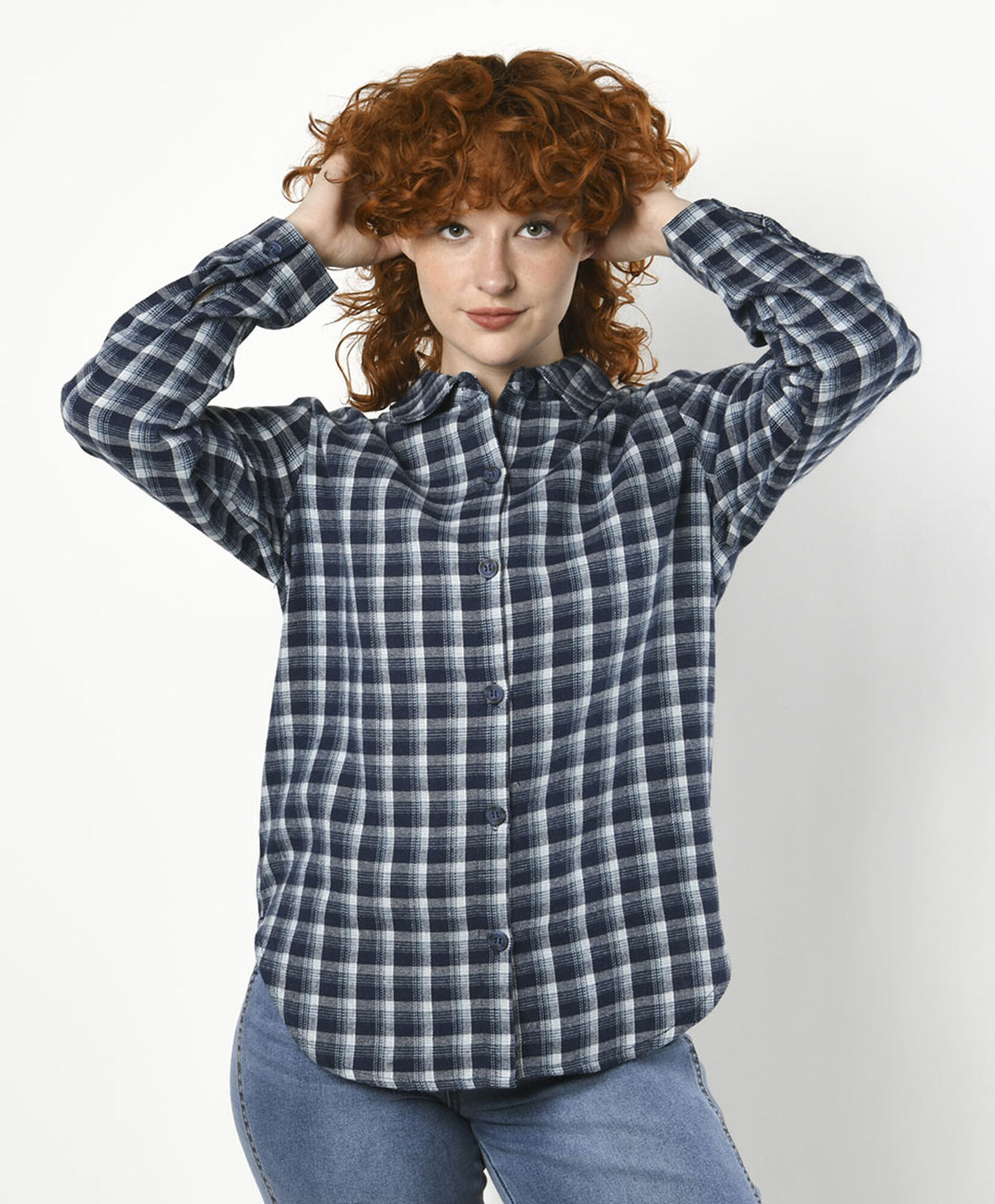 Blusa mujer cuadrillé azul Blusa mujer cuadrillé azul