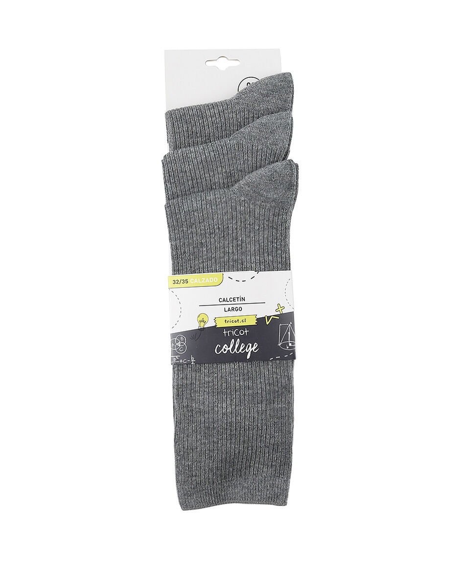 Pack 3 calcetines escolar gris largo