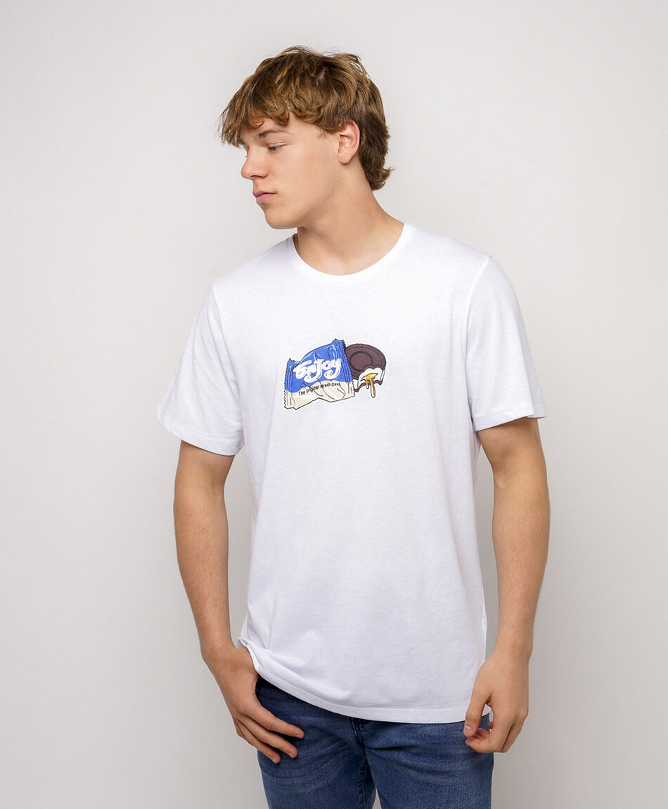 Polera hombre manga corta estampada enjoy