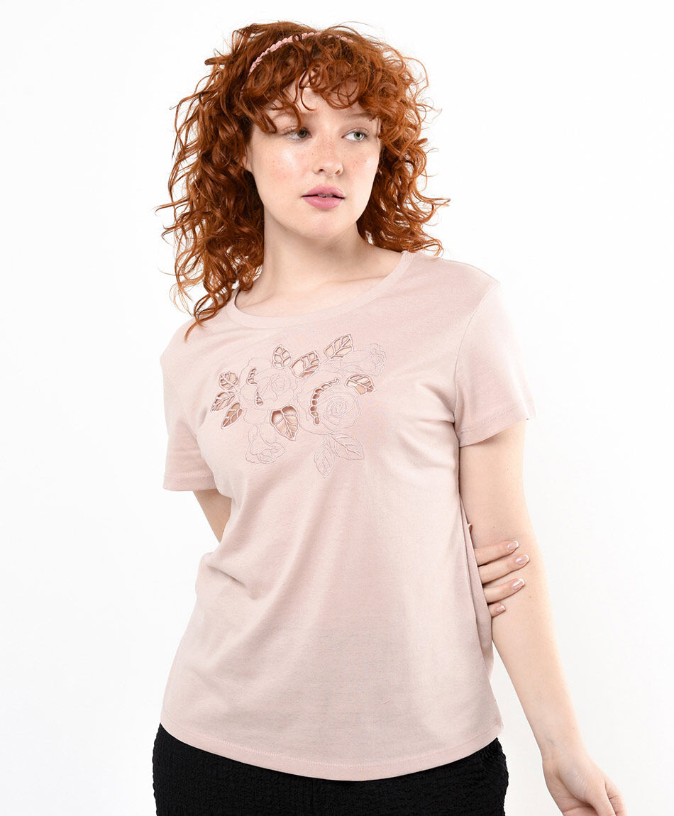 Polera mujer bordado flores