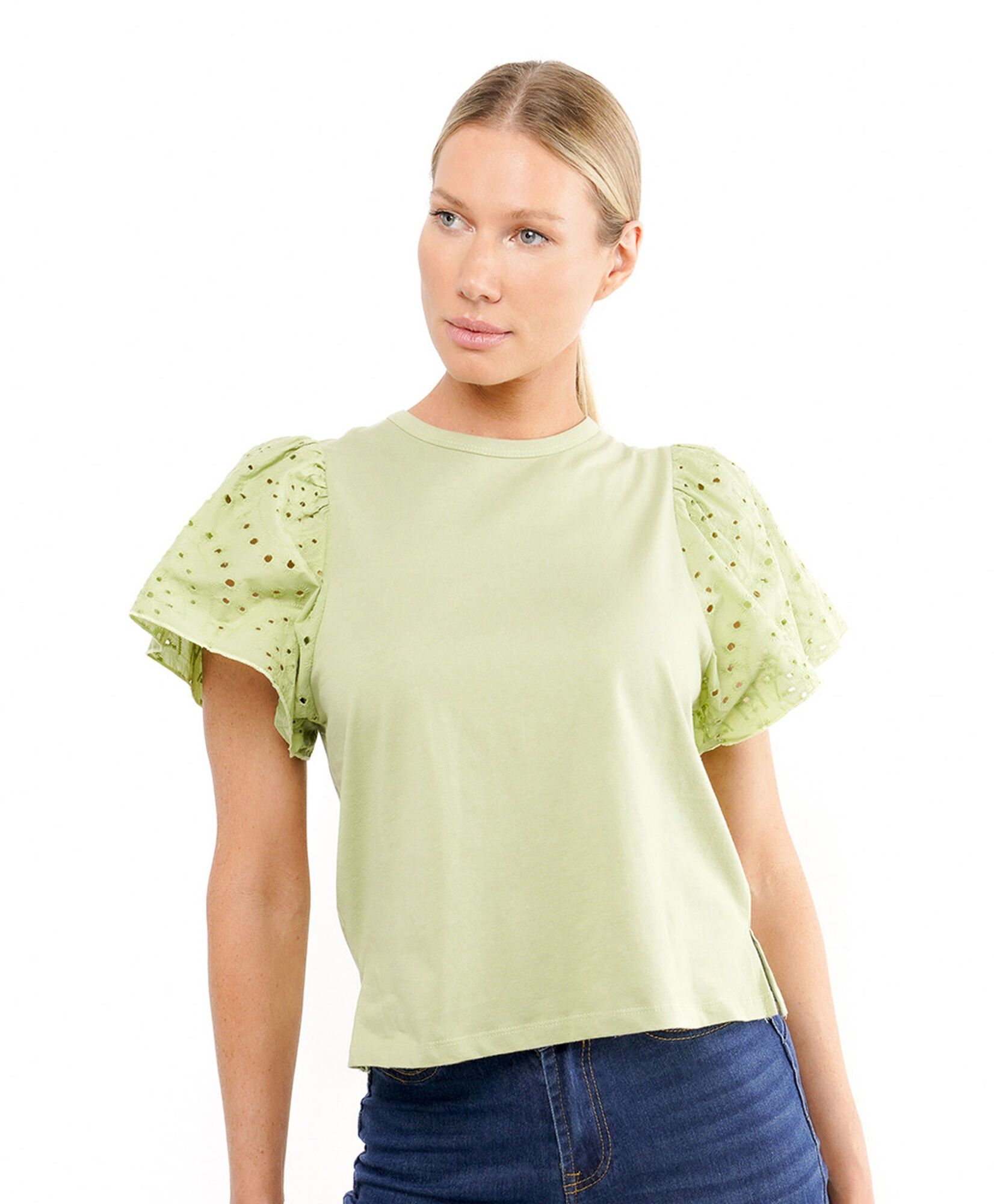 Polera mujer mangas encaje Polera mujer mangas encaje
