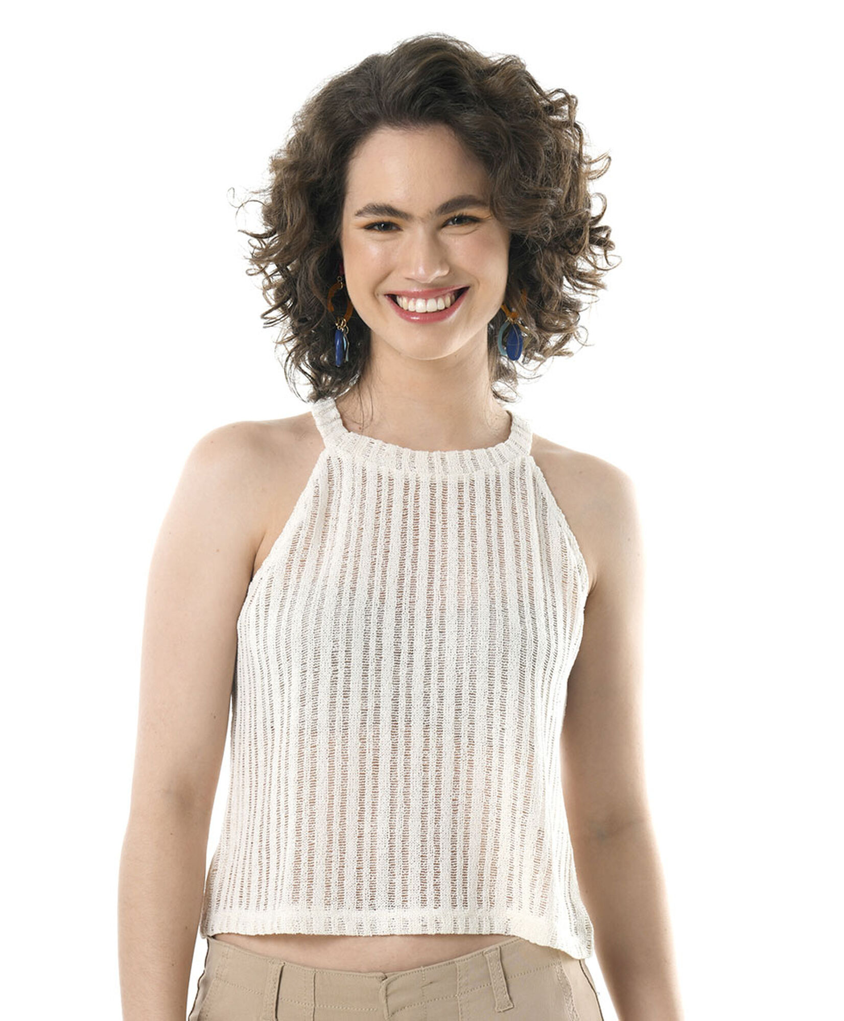 Polera mujer tejida ajustada corta Polera mujer tejida ajustada corta