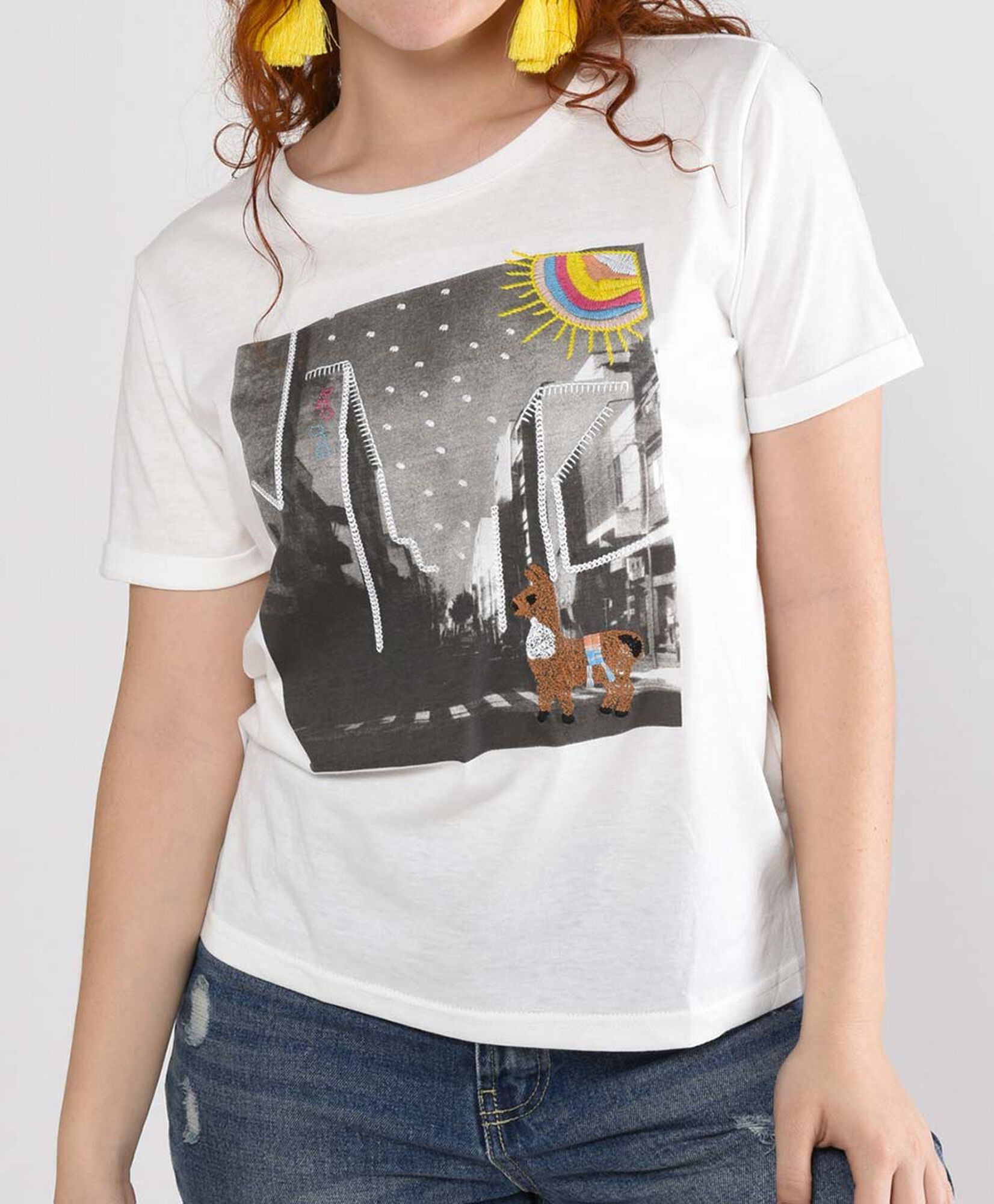 Polera mujer estampada manga corta Polera mujer estampada manga corta