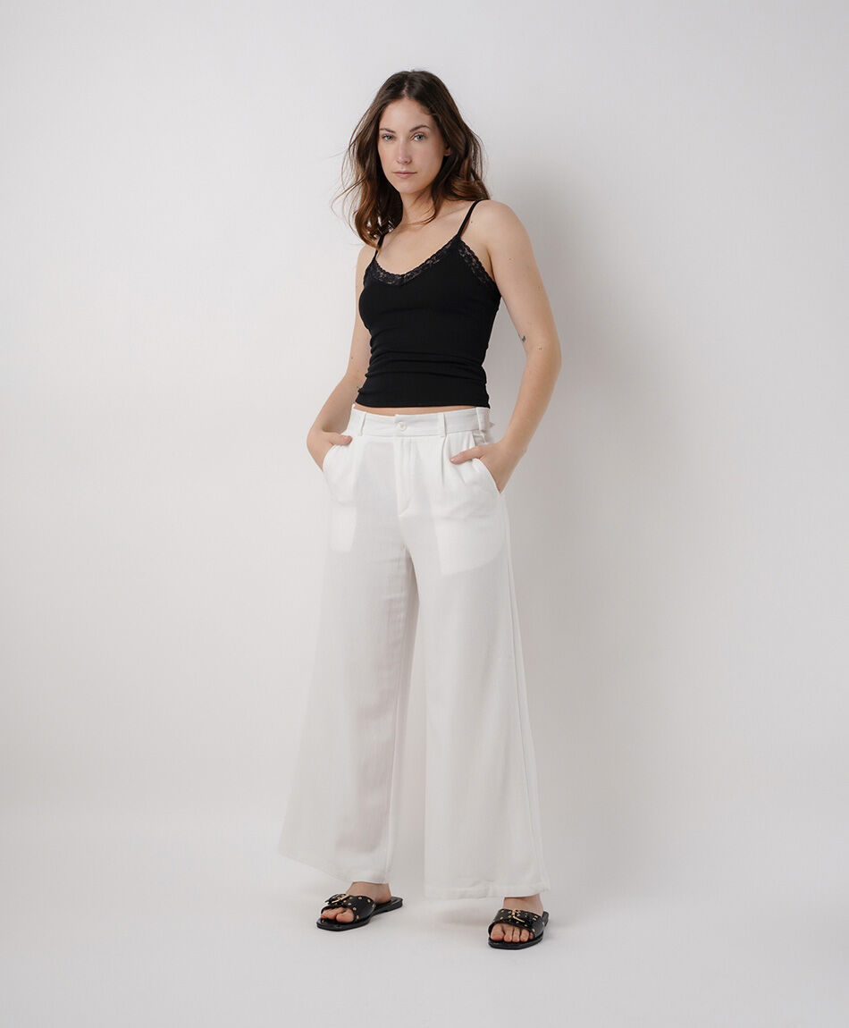Pantal&oacute;n mujer palazzo blanco