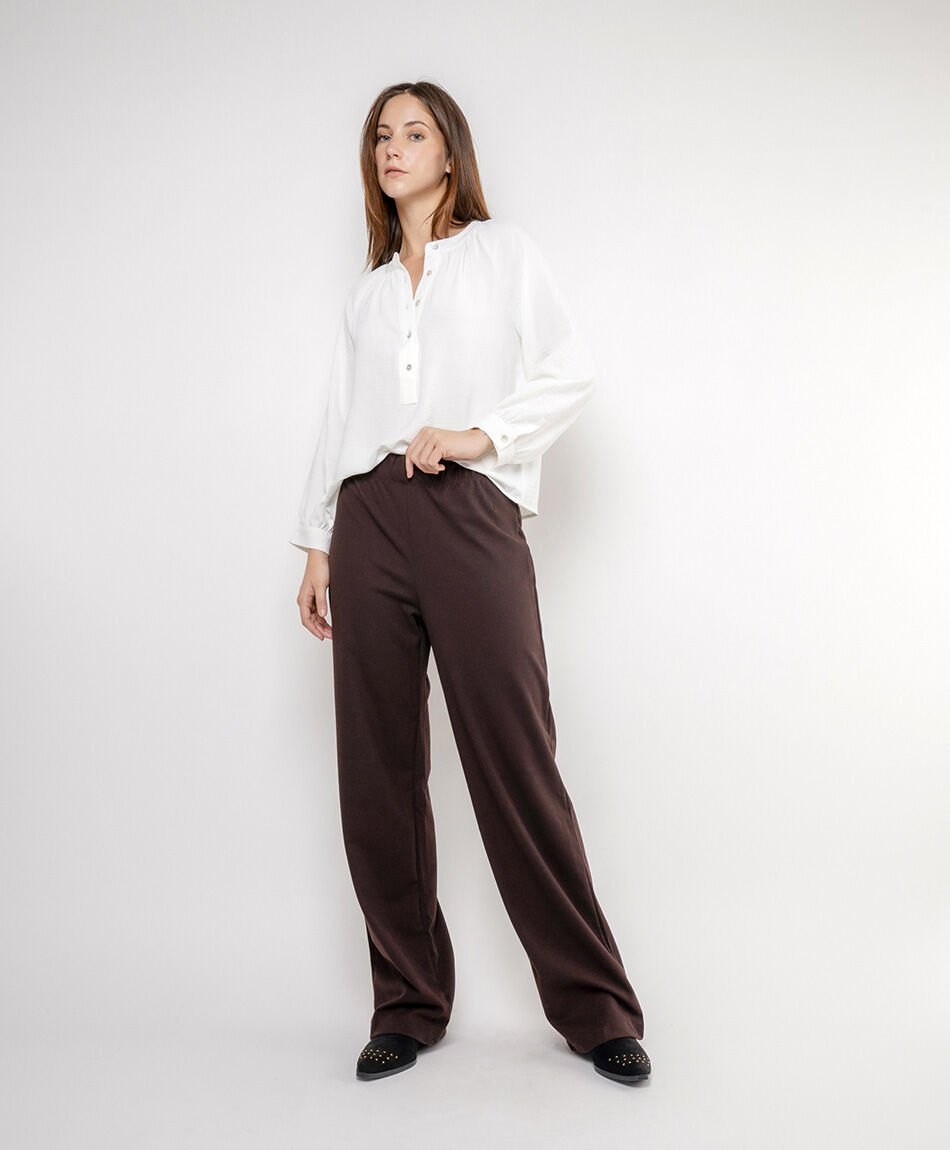 Pantal&oacute;n mujer caf&eacute; ancho