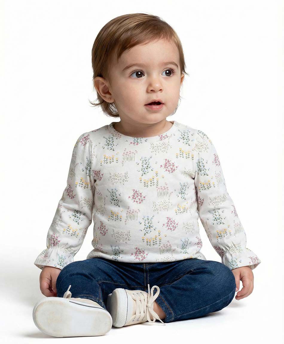 Polera beb&eacute; print florcitas