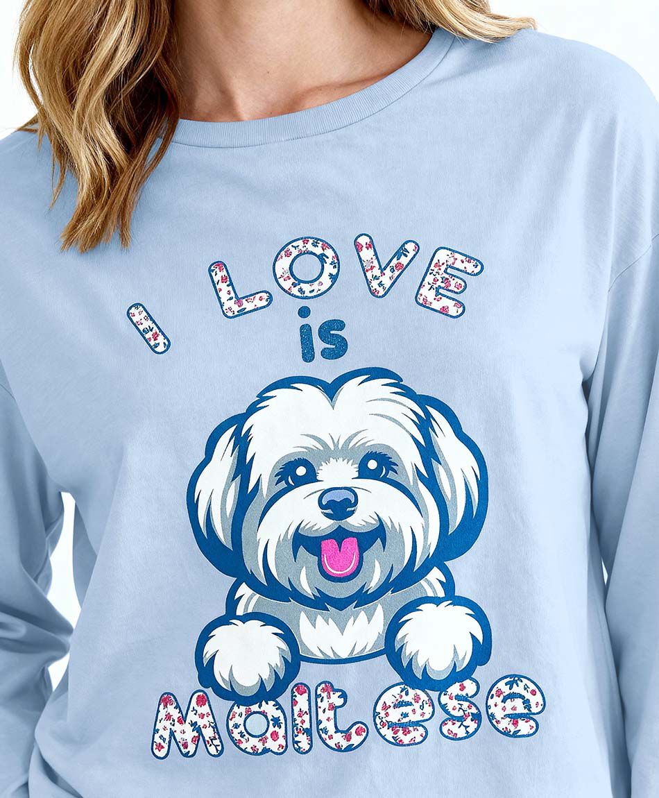 Pijama mujer perro maltes