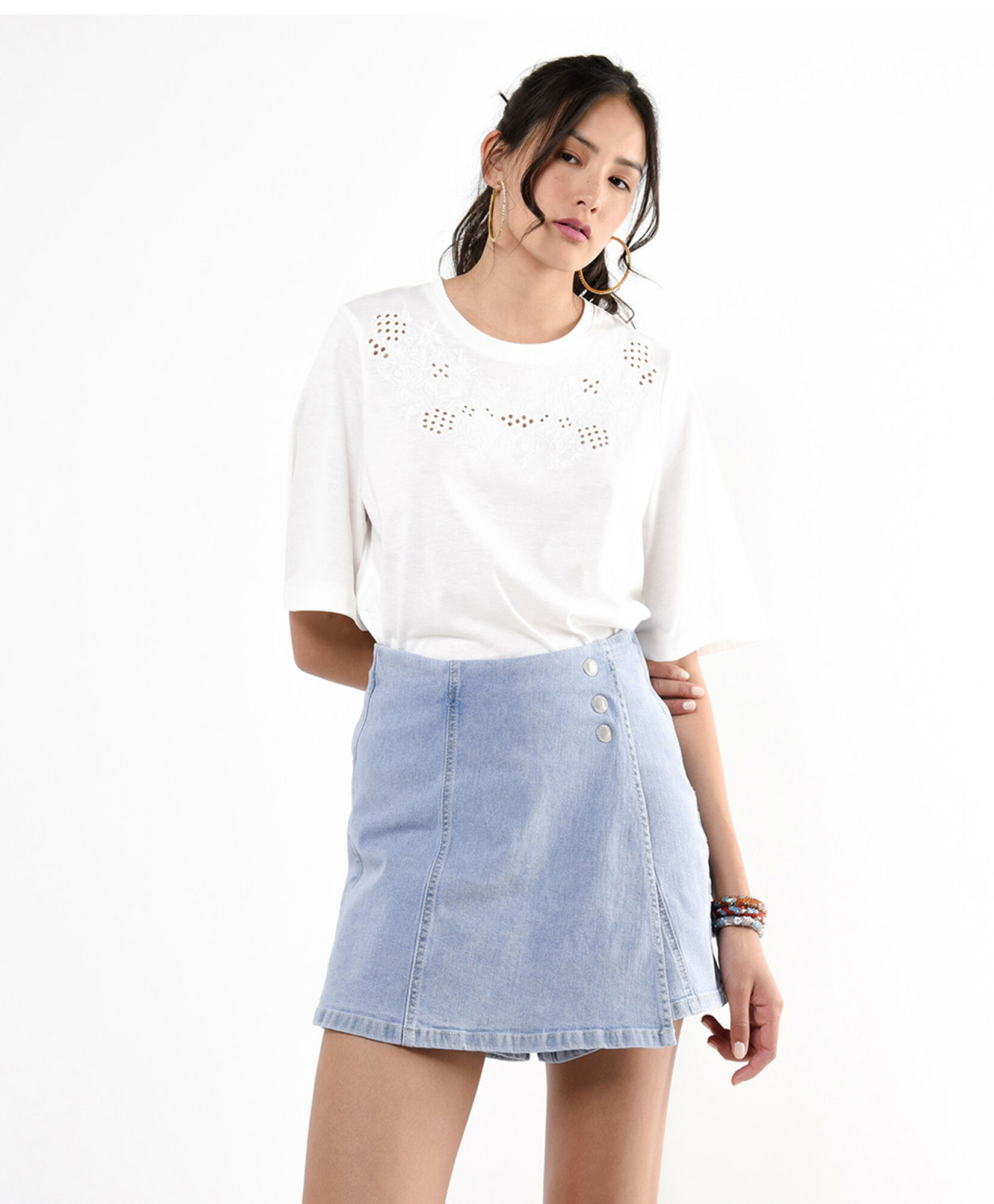 Short mujer denim estilo falda botones Short mujer denim estilo falda botones