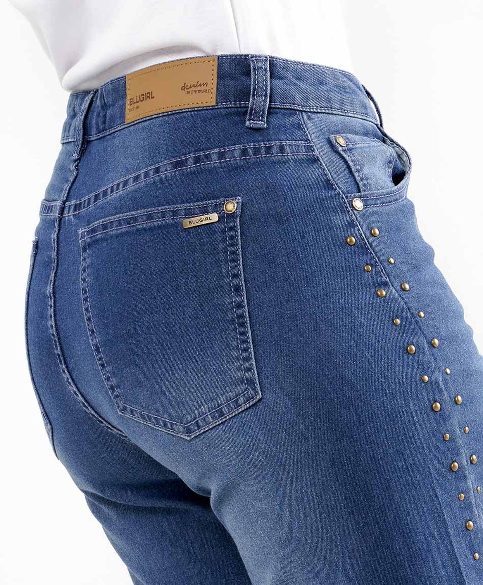 Jeans mujer tachas laterales wide Jeans mujer tachas laterales wide
