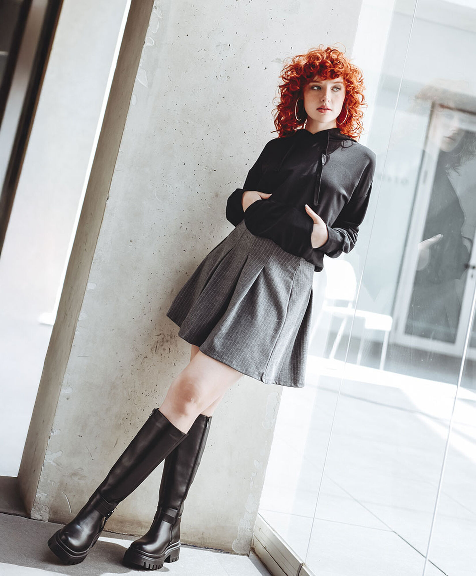 Mini falda mujer tablas gris Mini falda mujer tablas gris