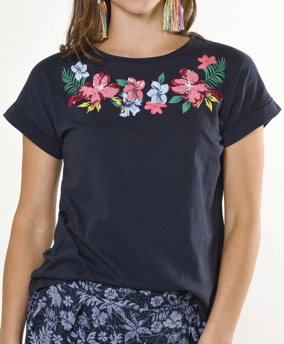 Polera manga corta cuello redondo