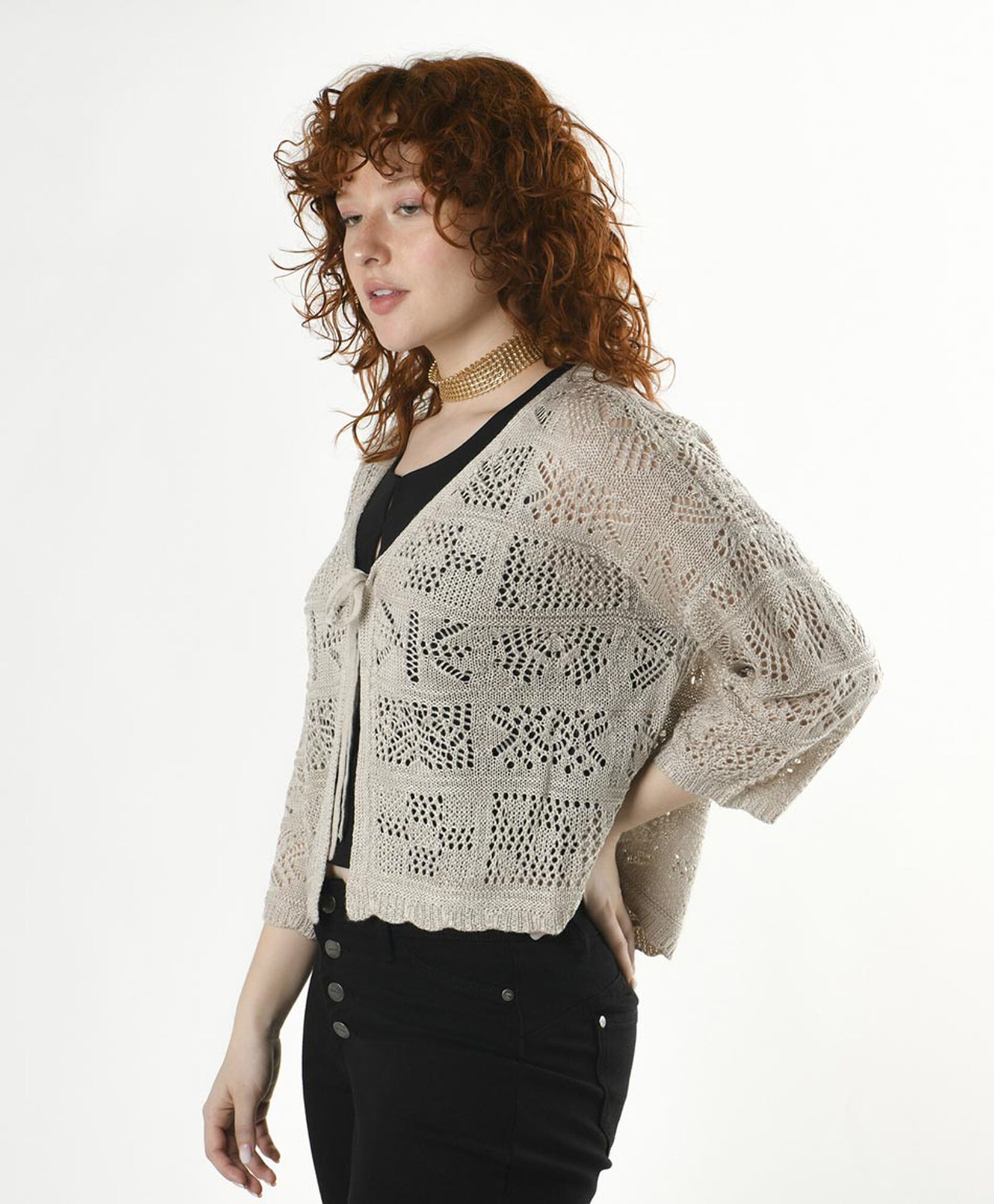 Cardigan mujer calado lazo Cardigan mujer calado lazo