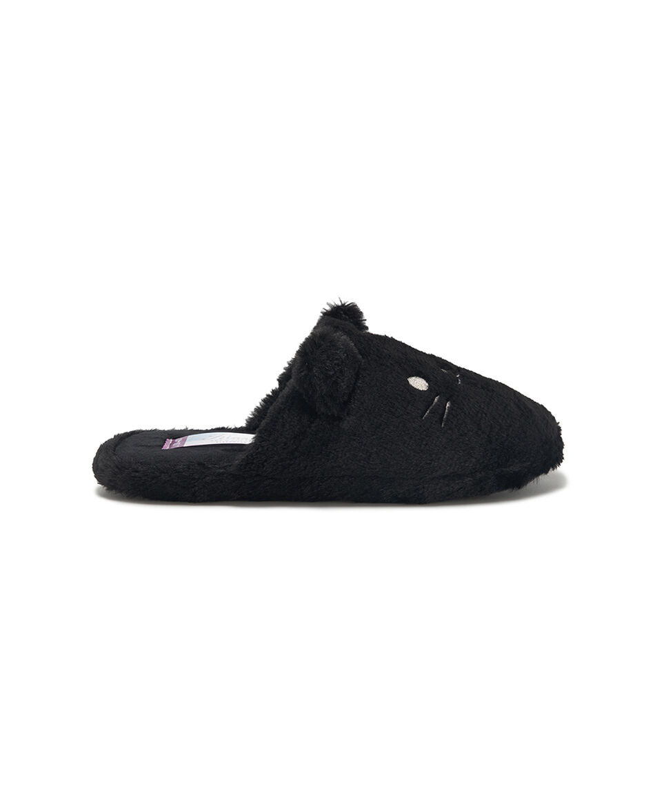 Pantufla mujer gato negro