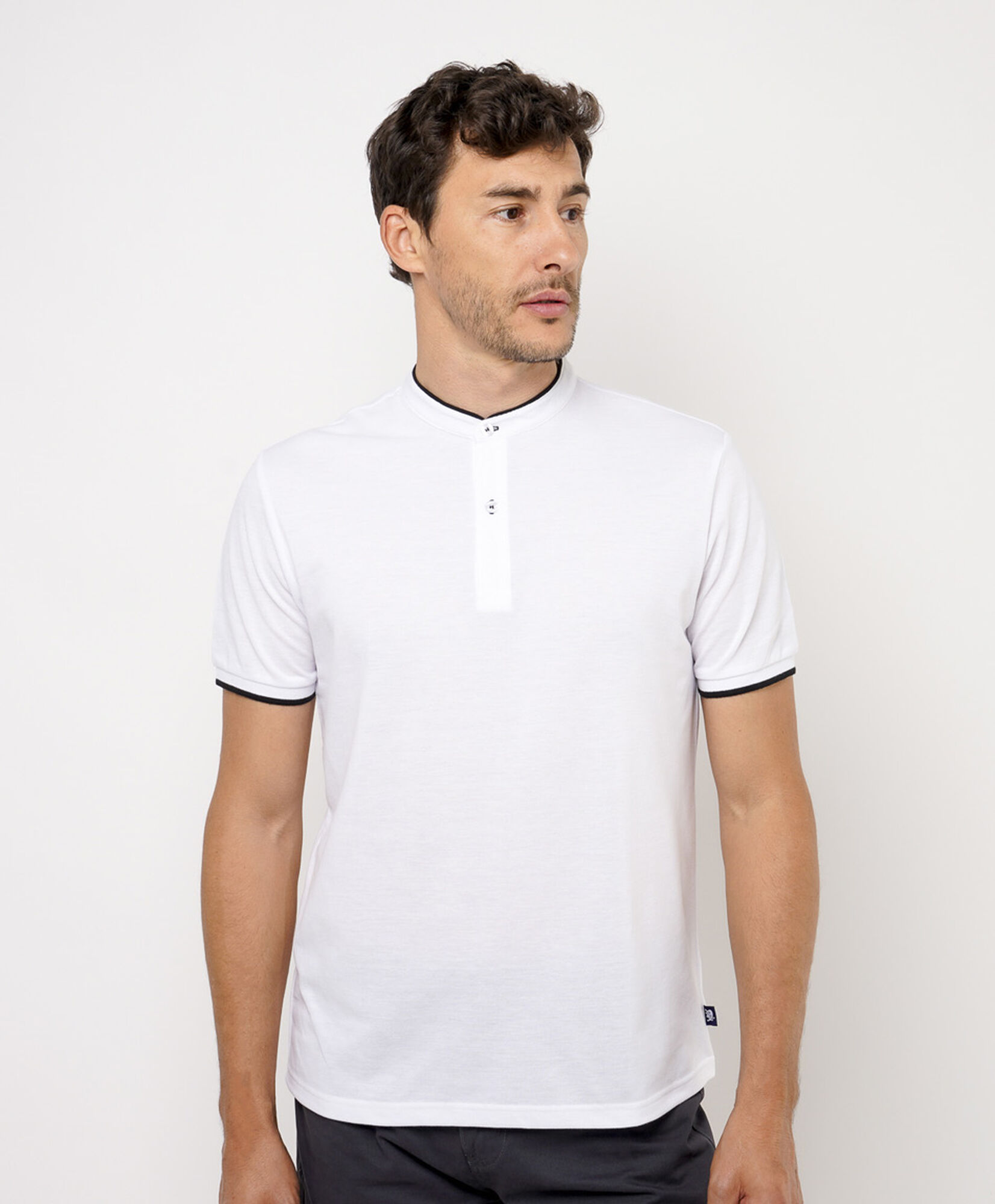 Polera hombre cuello mao botones Polera hombre cuello mao botones