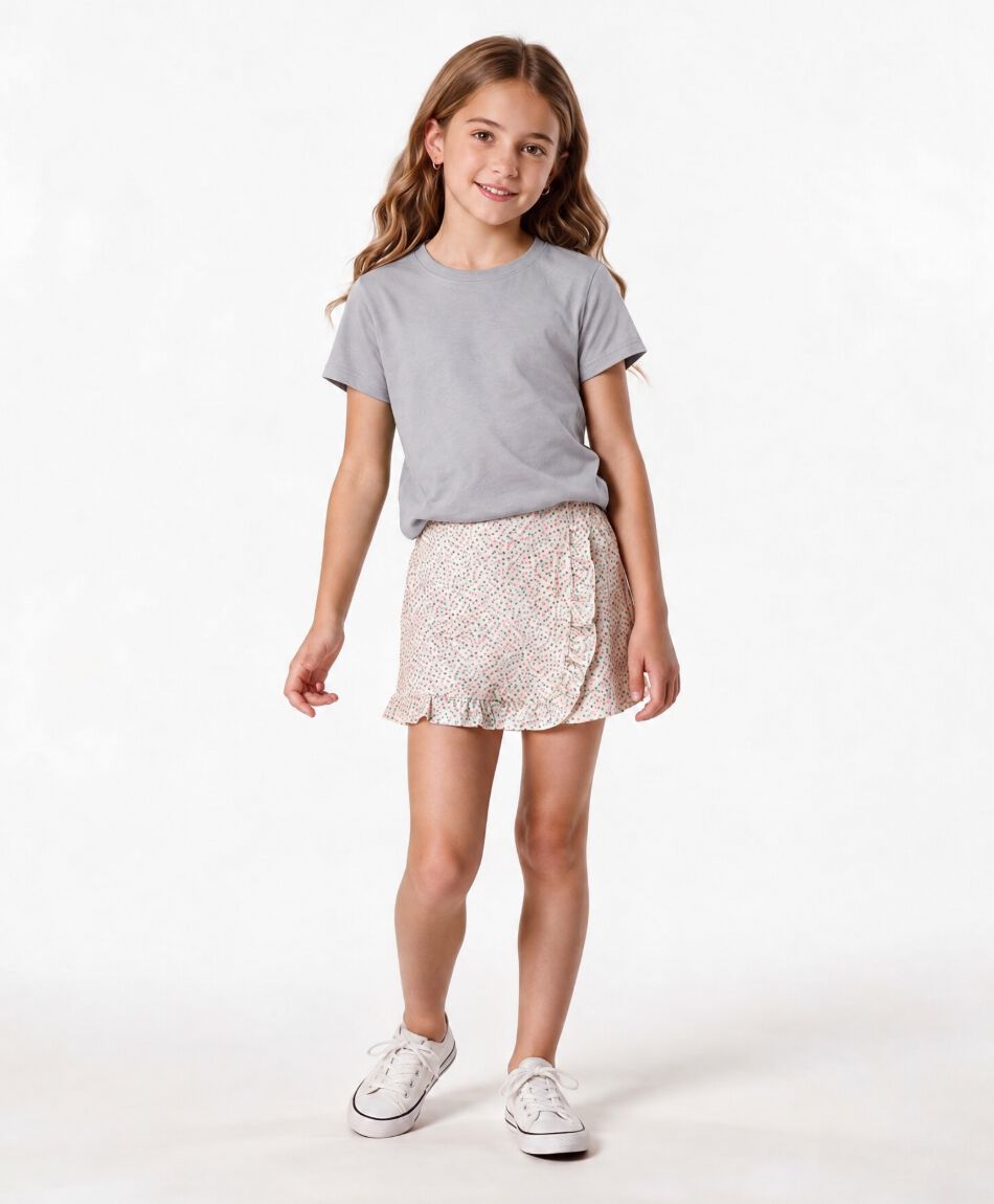 Falda ni&ntilde;a short florcitas