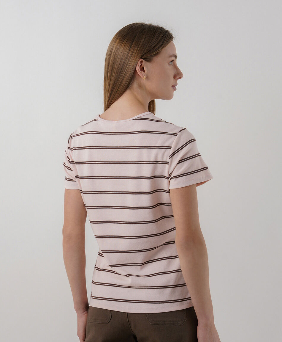 Polera mujer rayas rosada