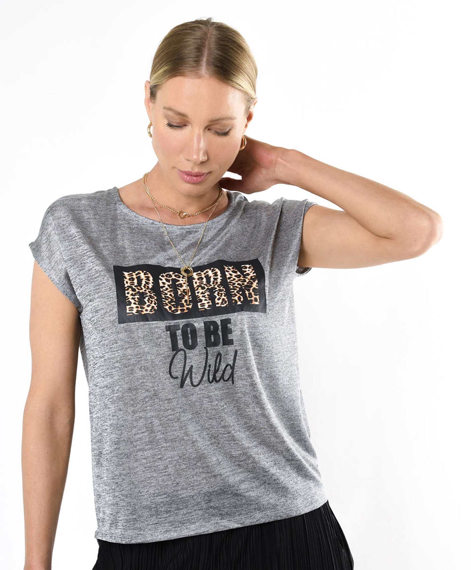 Polera mujer frase animal print Polera mujer frase animal print