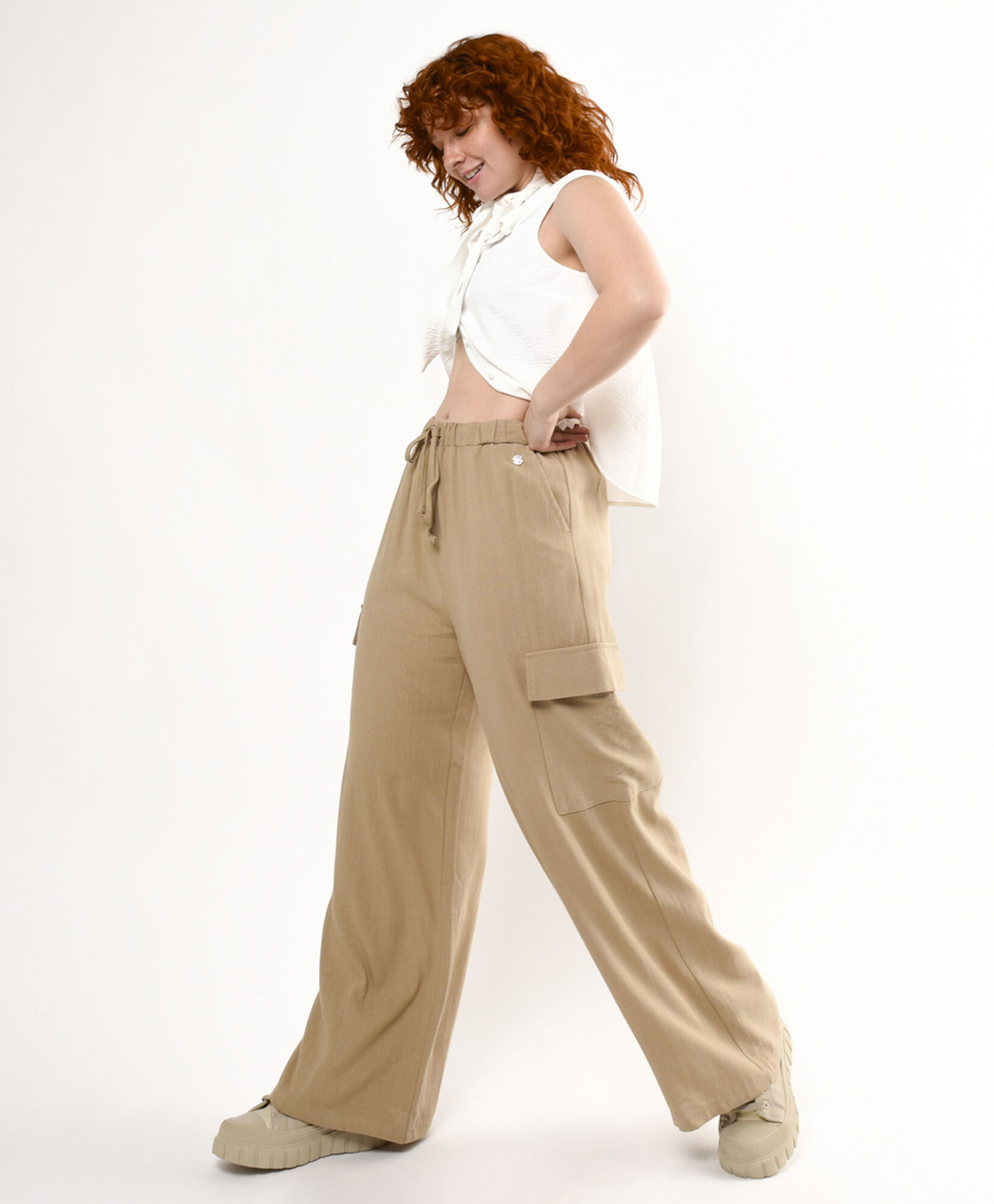 Pantalón mujer cargo lino Pantalón mujer cargo lino