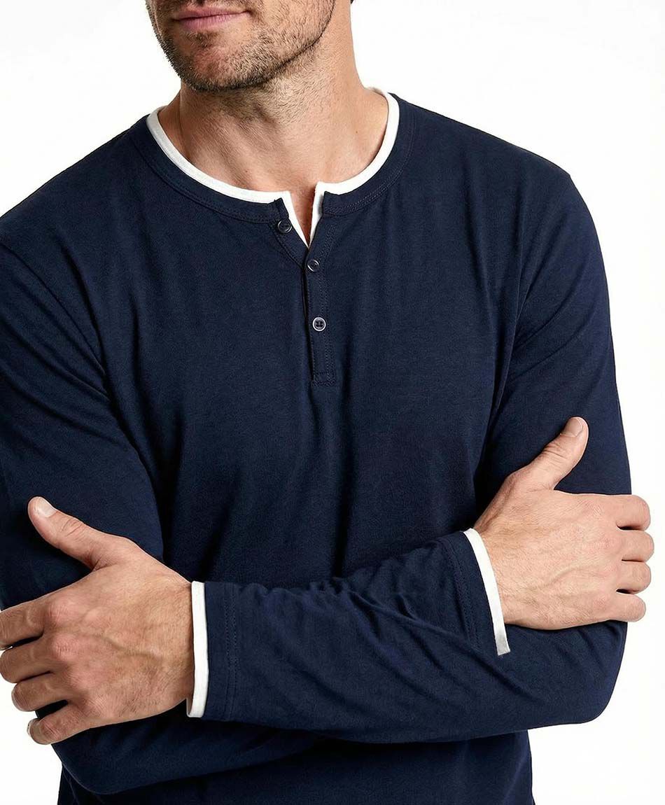 Polera hombre cuello 3 botones