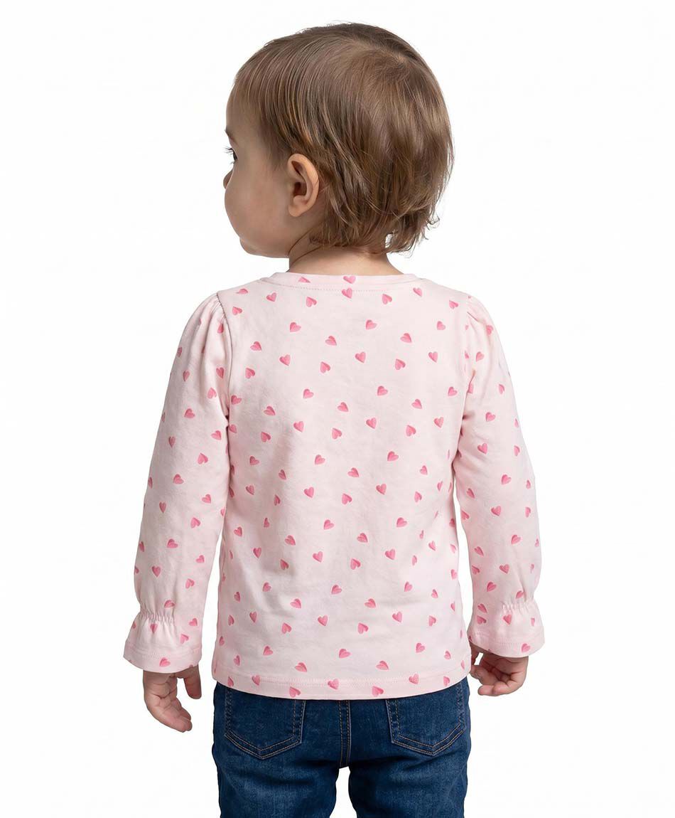 Polera beb&eacute; manga larga corazones