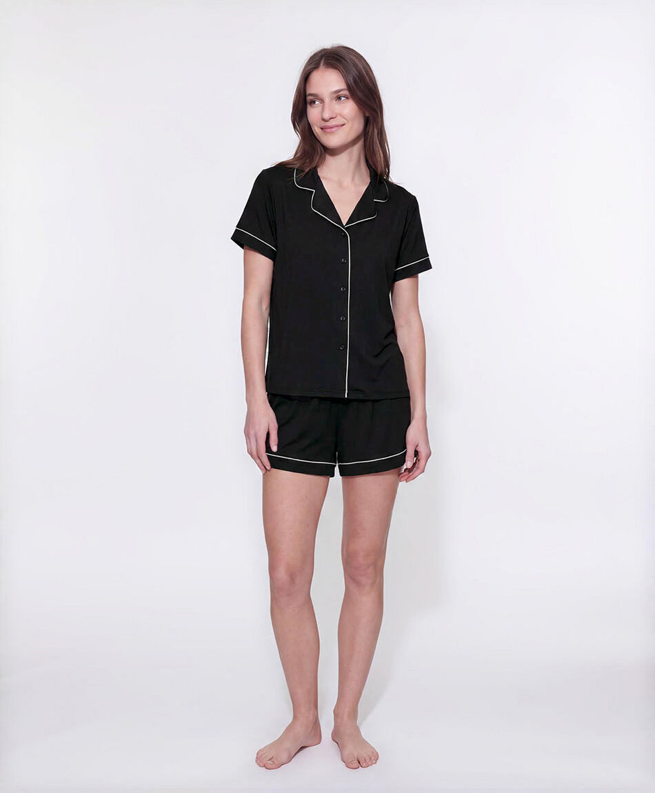 Pijama mujer camisero short black