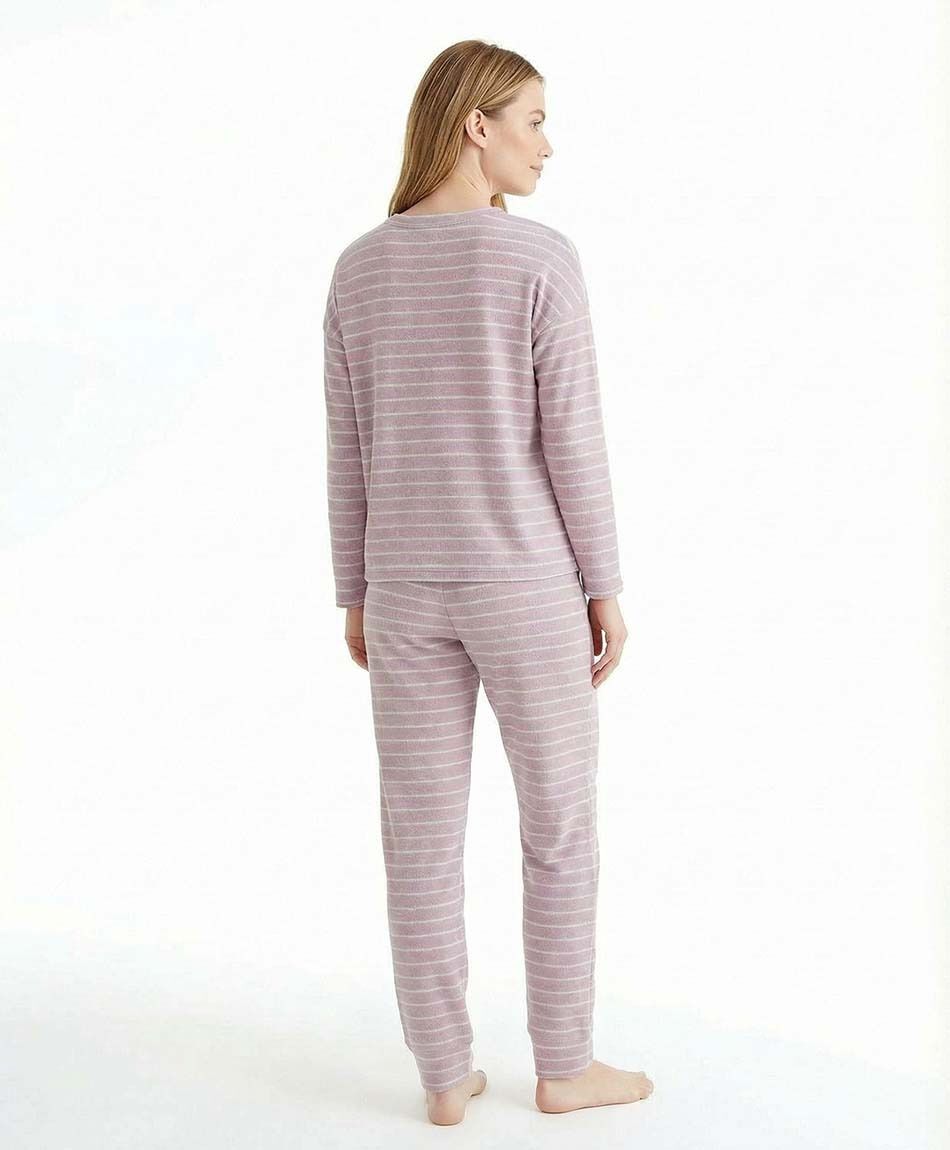 Pijama mujer micropolar botones rayas