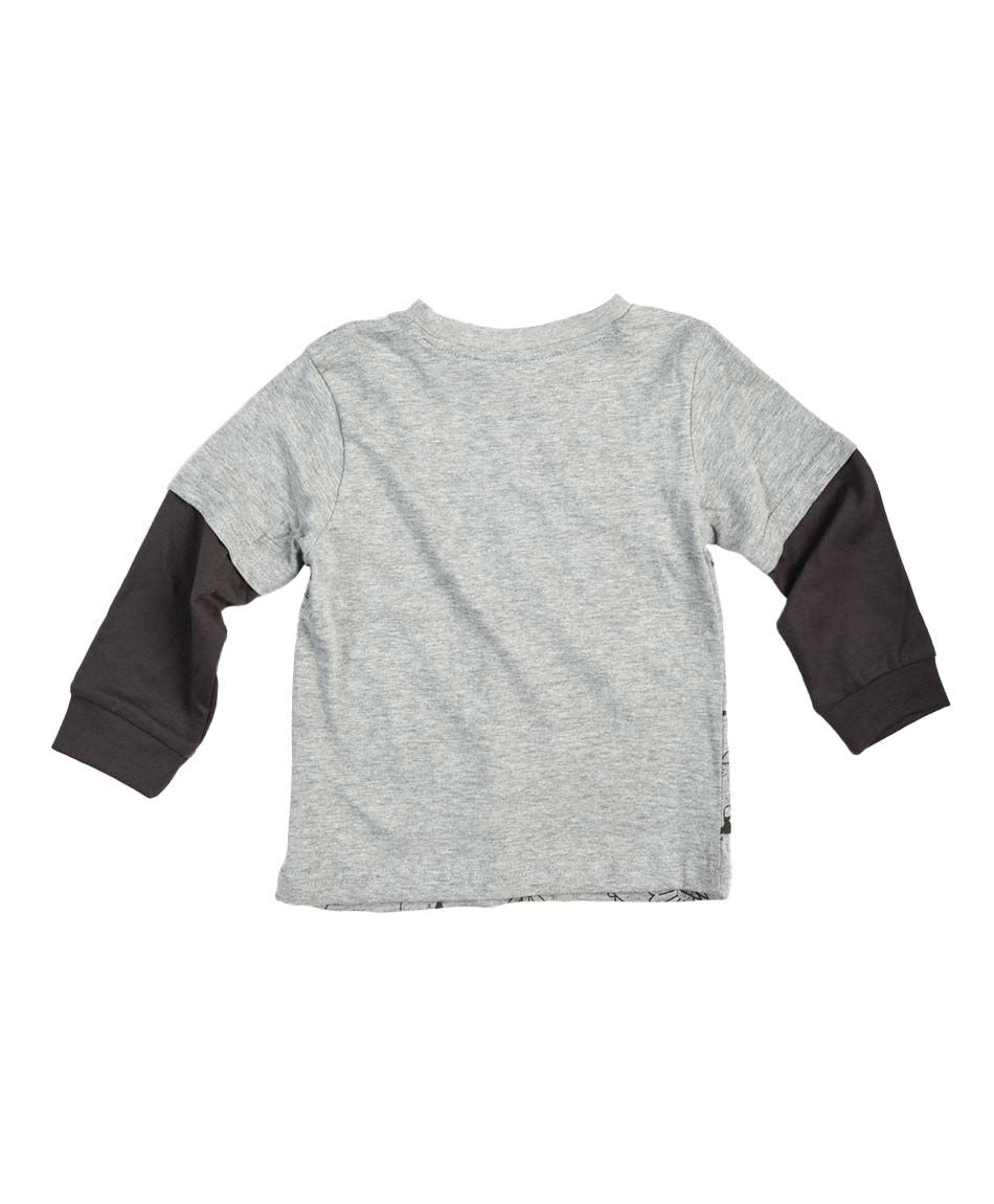 Polera beb&eacute; bicolor dinosaurios manga larga