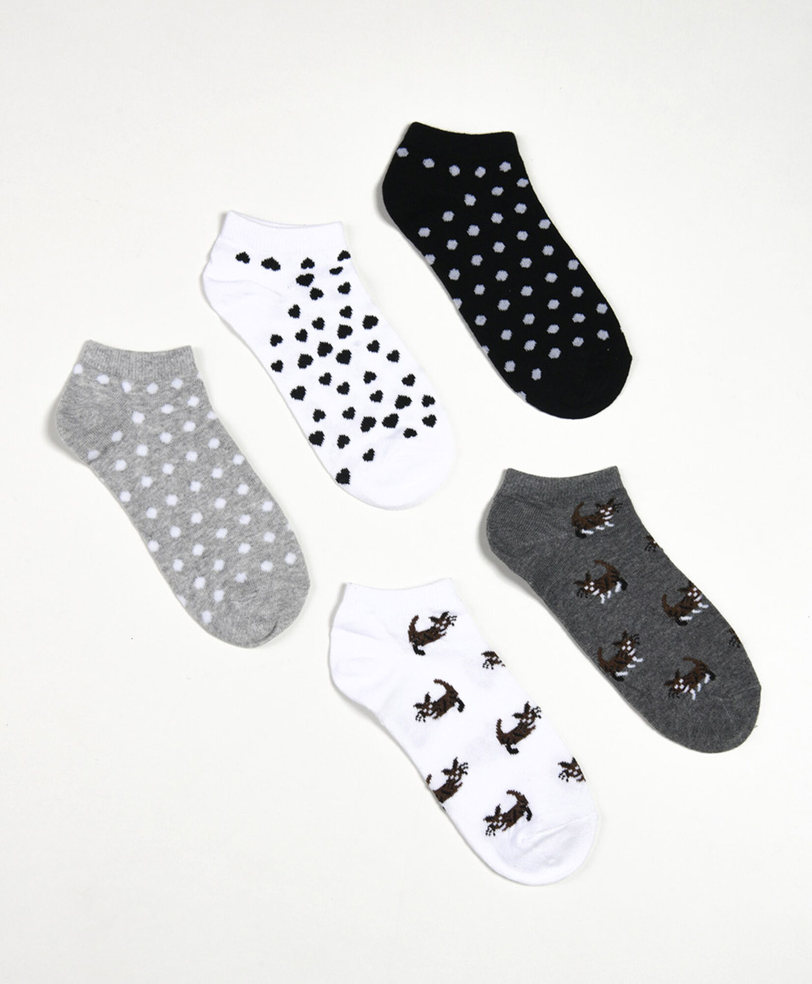 Pack 5 calcetines mujer puntos gatos Pack 5 calcetines mujer puntos gatos