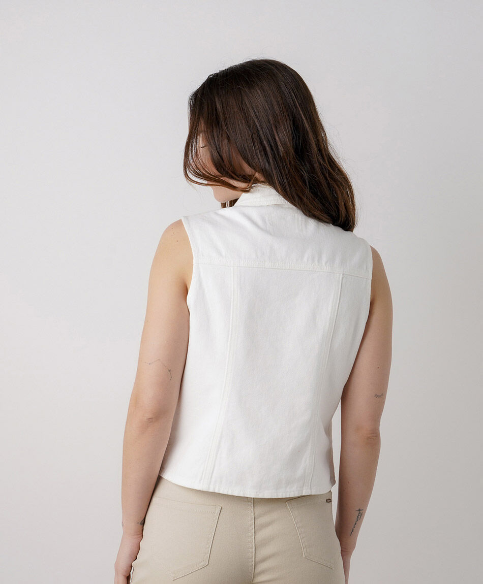 Chaqueta mujer sin mangas broderie