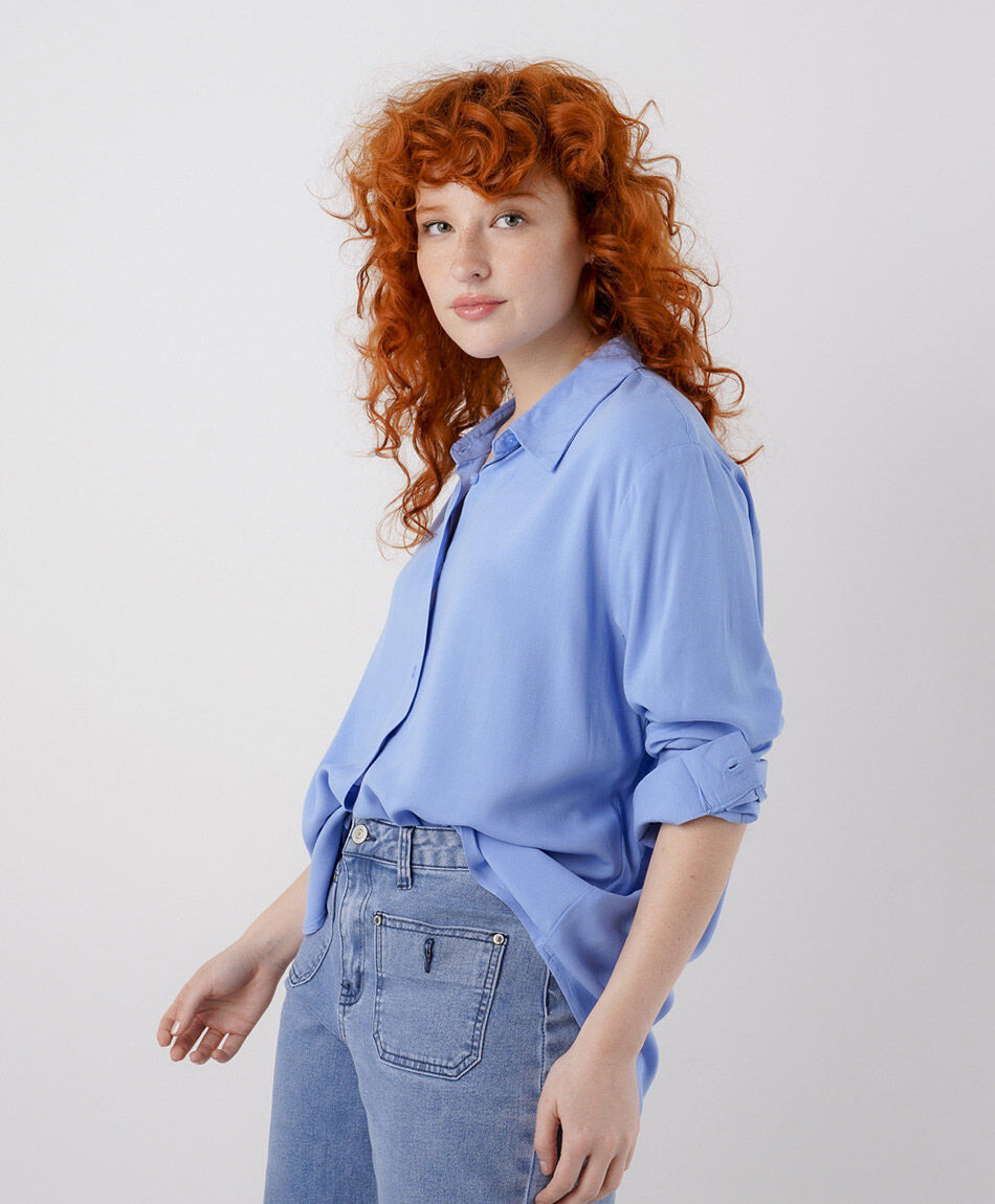 Blusa mujer camisera azul