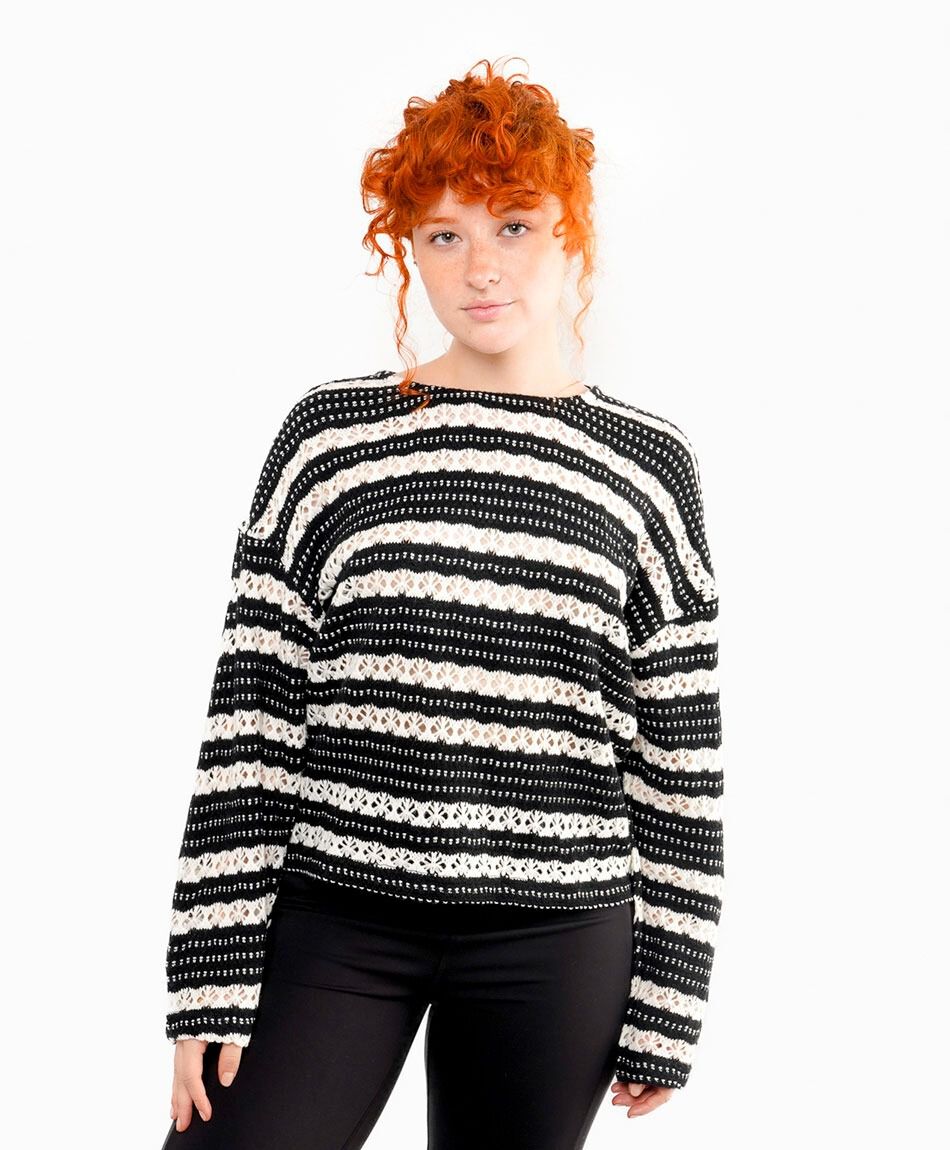 Sweater mujer calado rayas