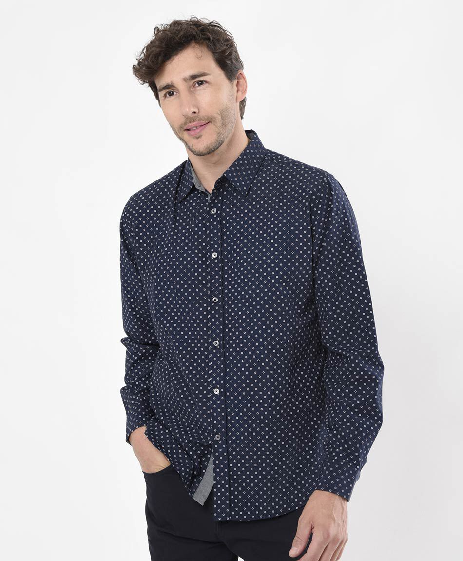 Camisa hombre figuritas manga larga