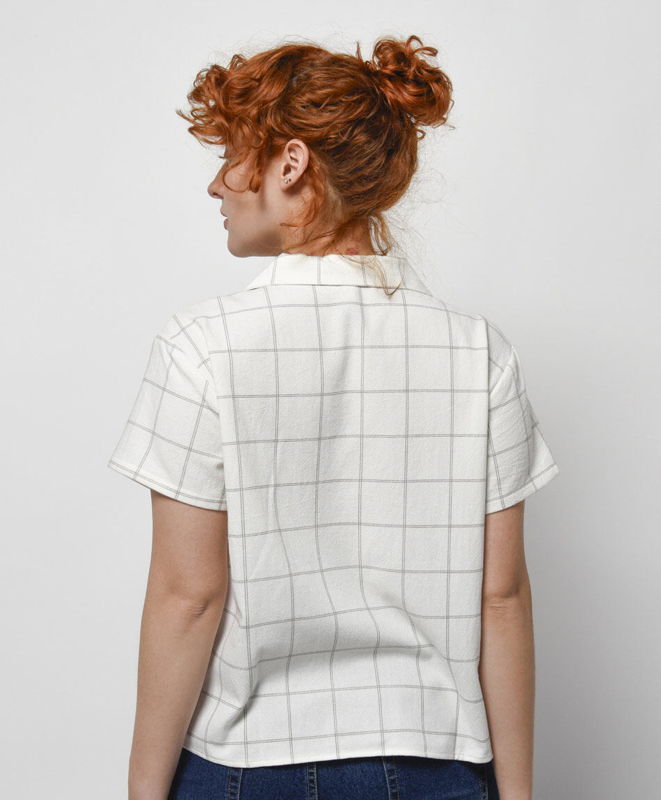 Blusa mujer lino cuadros