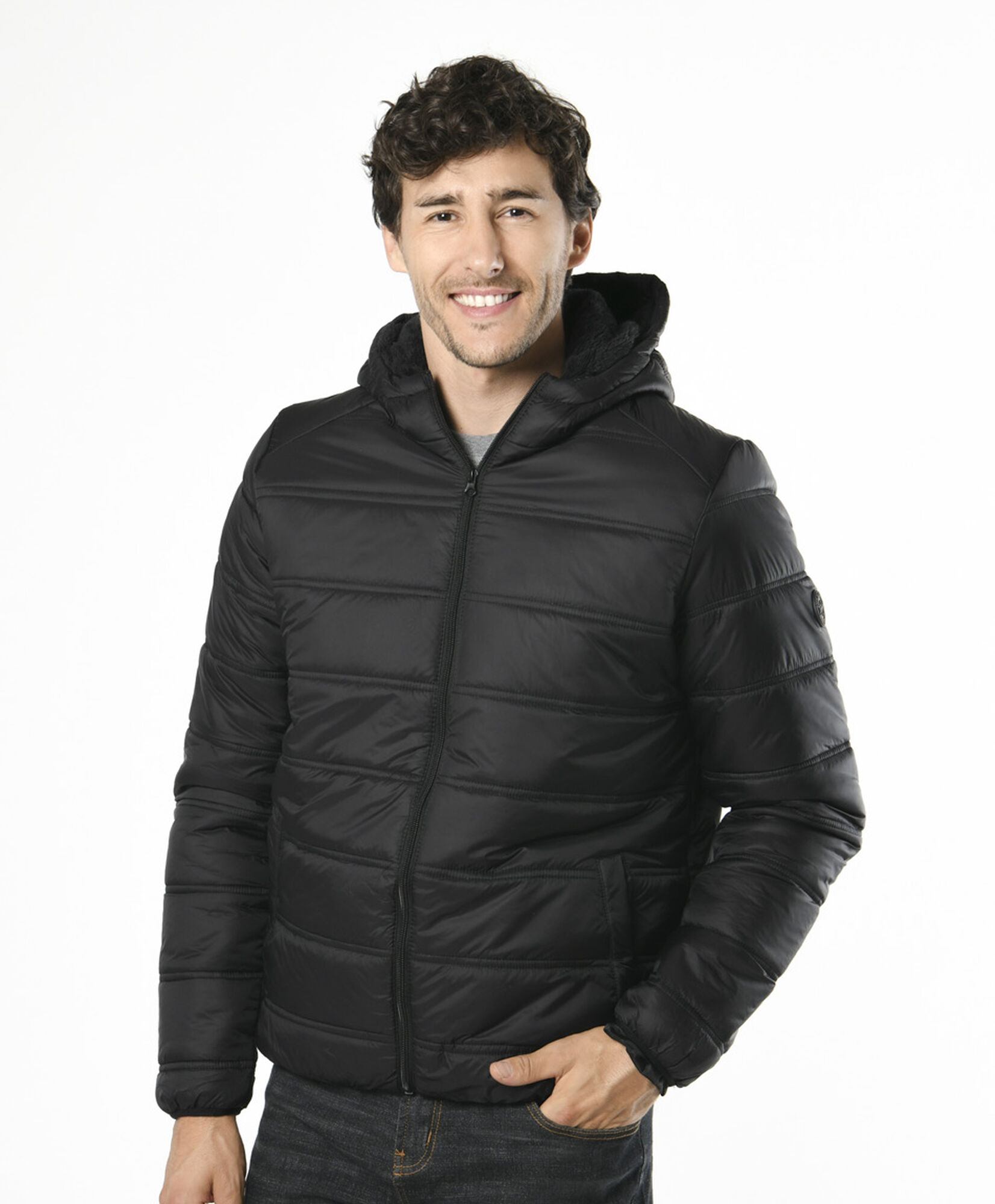 Parka hombre forrada negra Parka hombre forrada negra