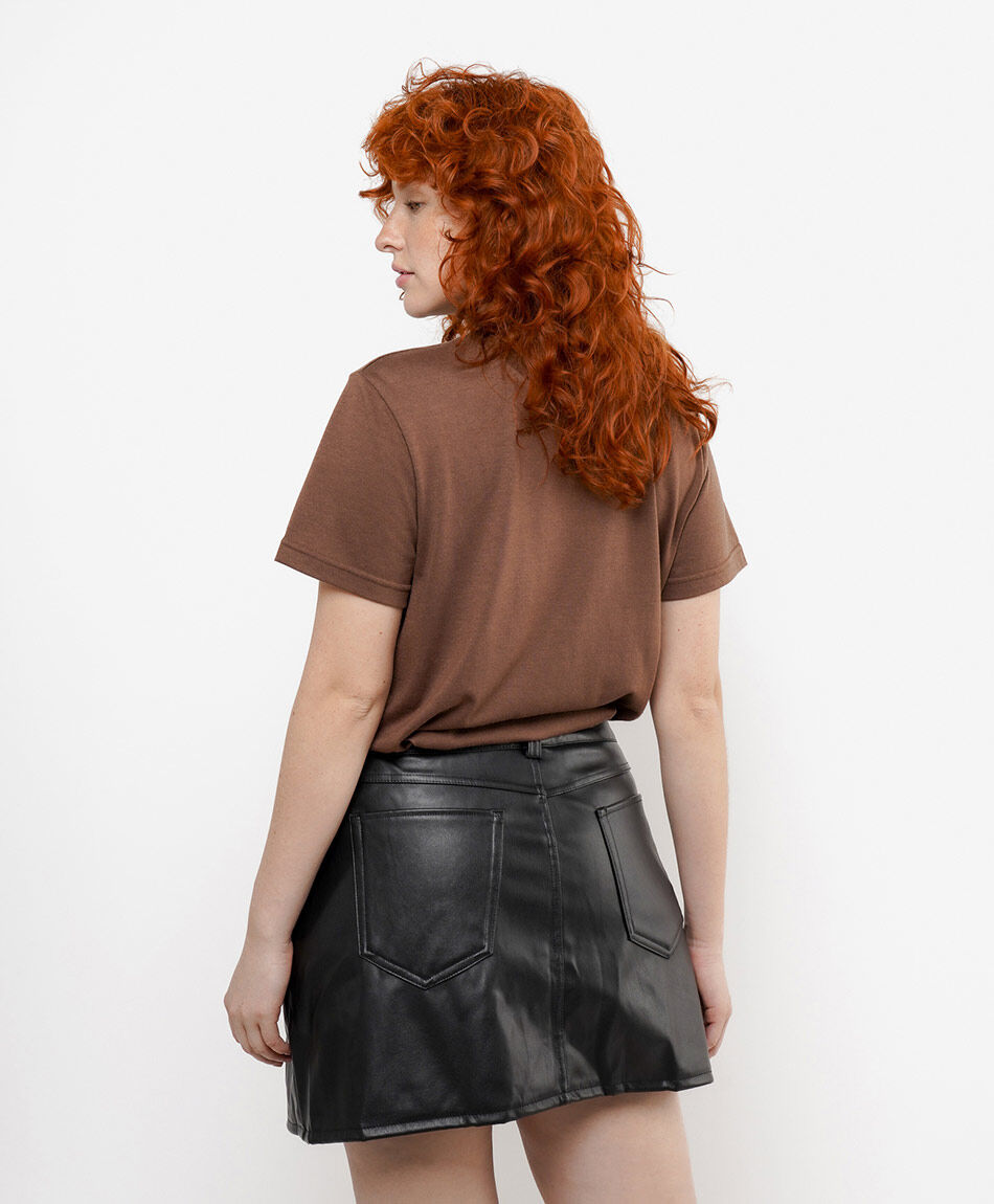 Mini falda mujer short eco cuero negra