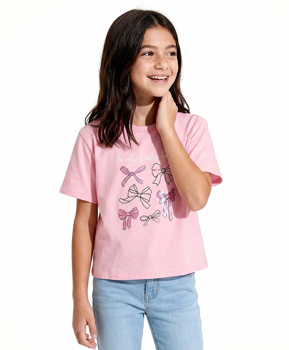 Polera ni&ntilde;a lazos coquette