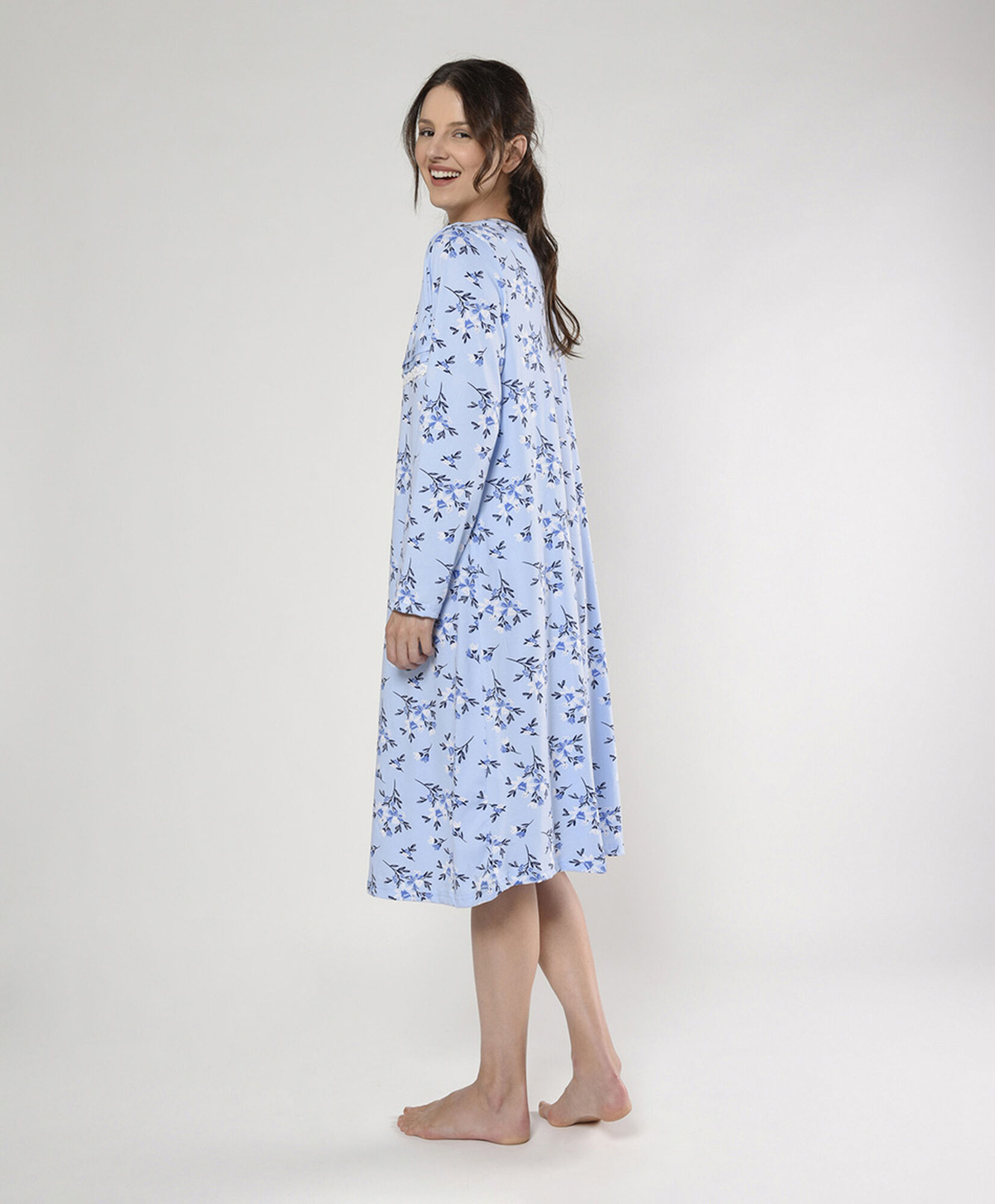 Camisa de dormir mujer larga floreada encajes Camisa de dormir mujer larga floreada encajes