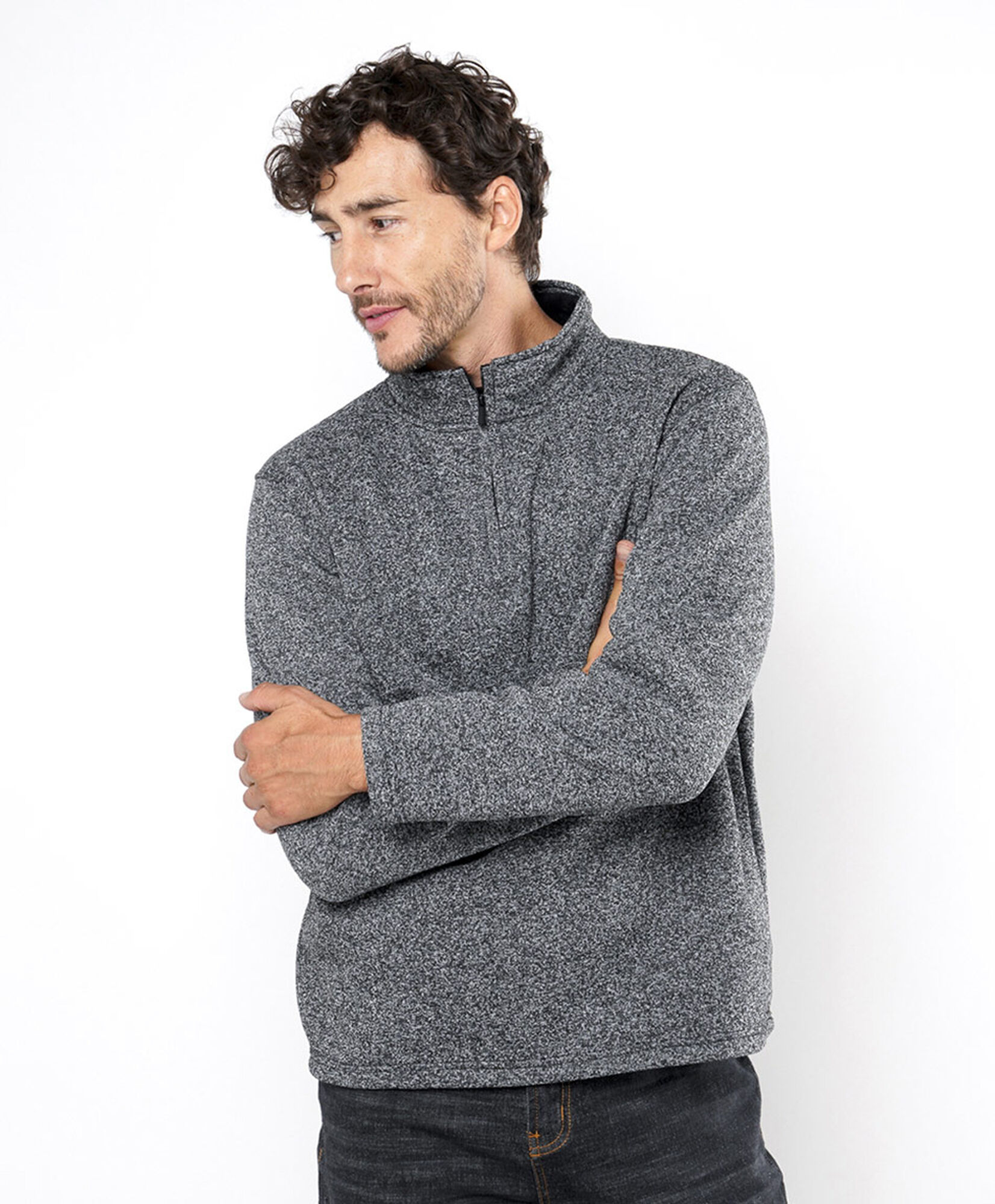 Polerón hombre jaspeado gris Polerón hombre jaspeado gris