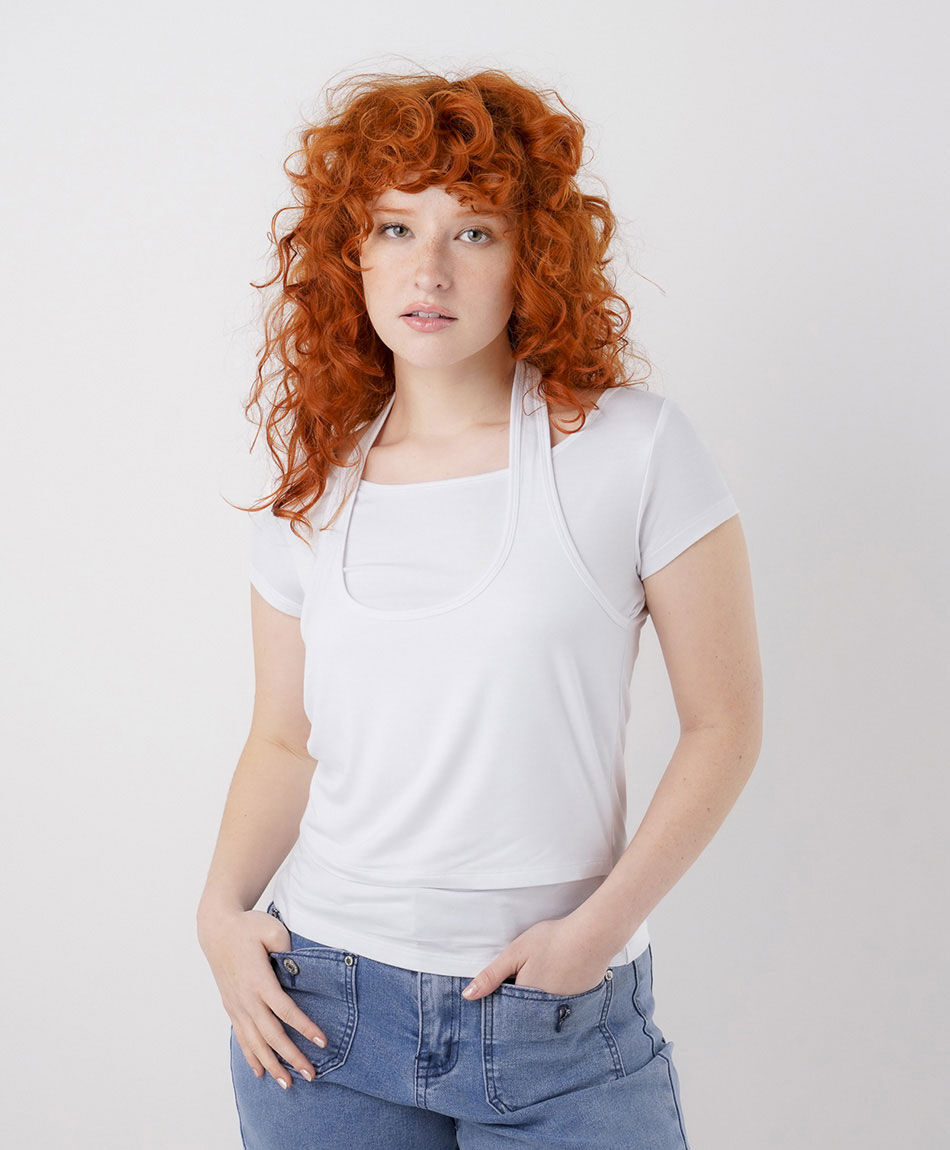 Polera mujer doble blanca