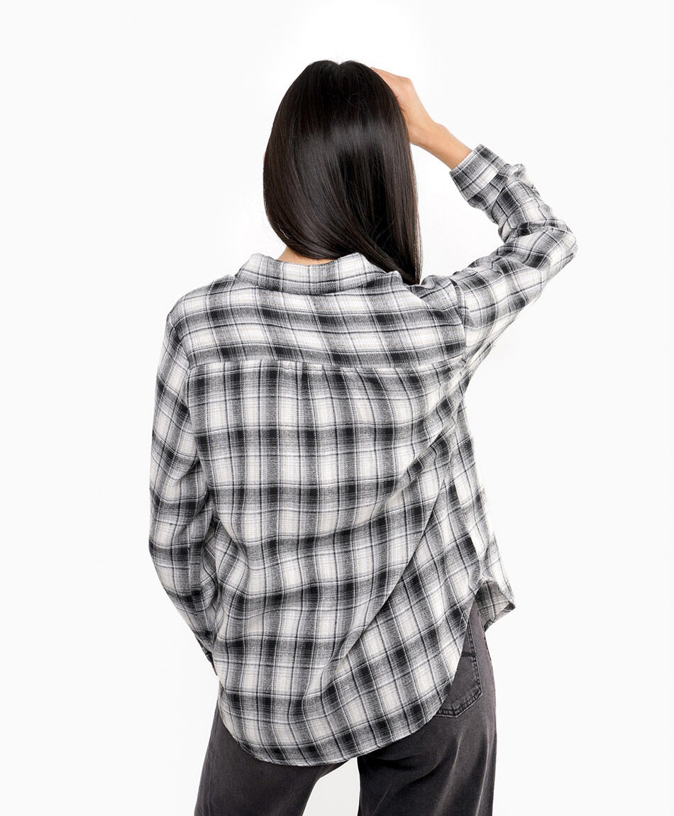 Blusa mujer escoces cuadros negros