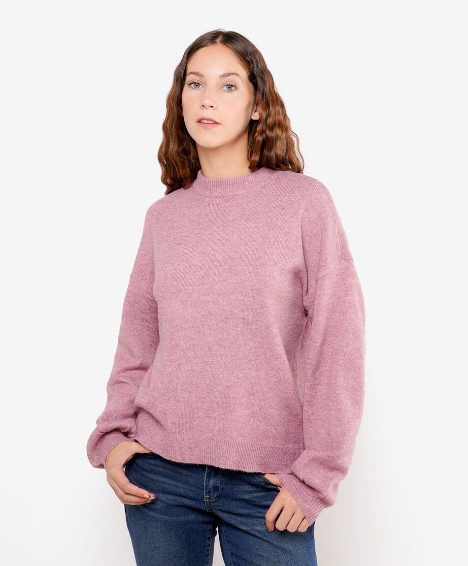 Sweater mujer melange rosado